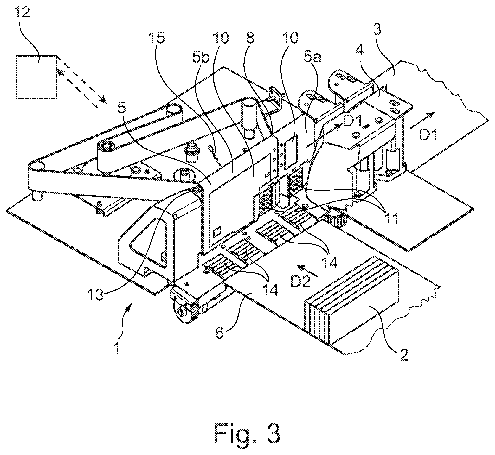 Patent US12157651 Figure 2 – Feeder device for feeding mailpieces to a postal sorting conveyor