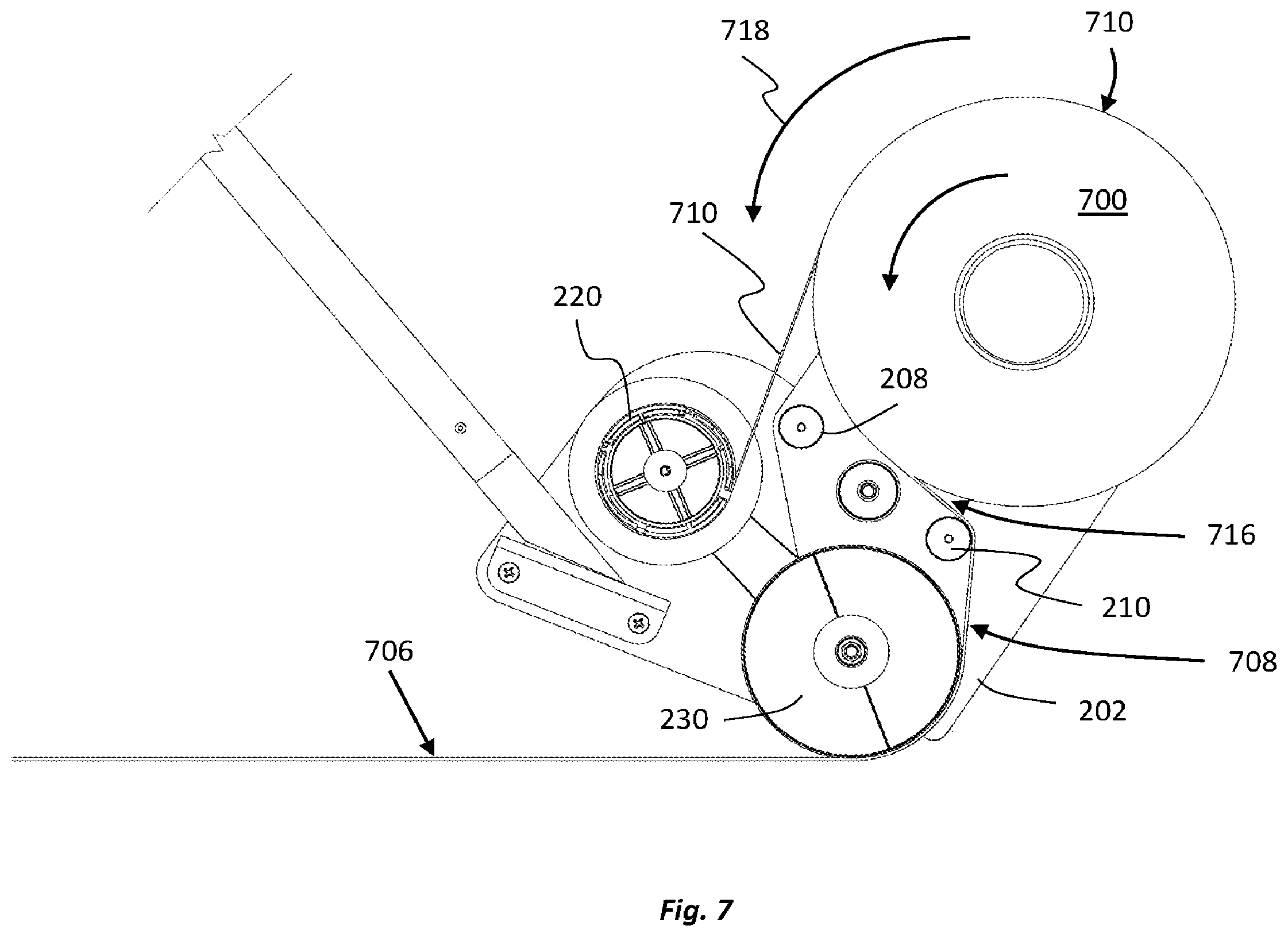Patent US12157653 Figure 7 – Machines and methods to apply tape to a surface