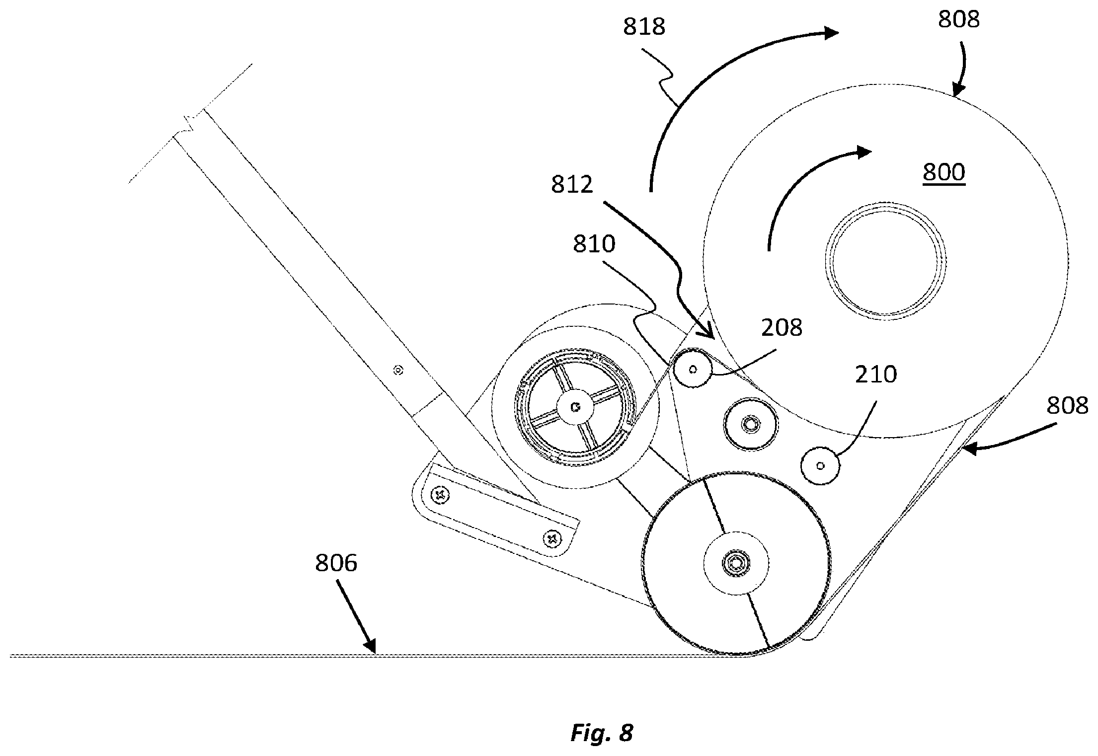 Patent US12157653 Figure 8 – Machines and methods to apply tape to a surface