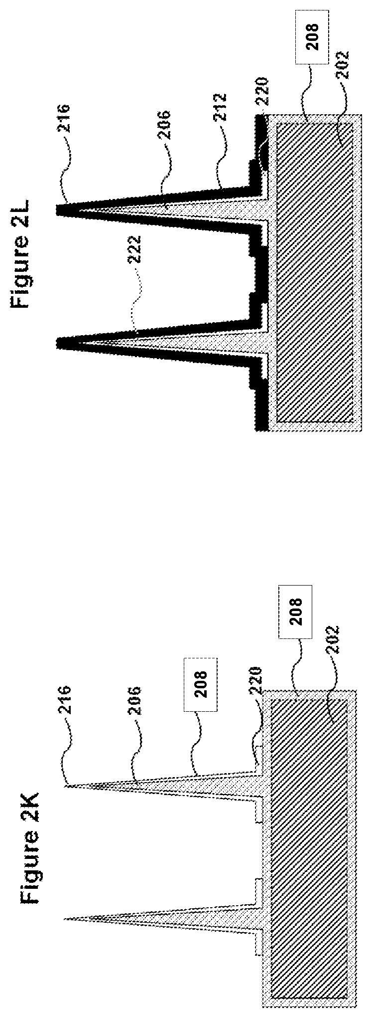 Patent US12157666 Figure 7 – Sharp, vertically aligned nanowire electrode arrays, high-yield fabrication and intracellular recording