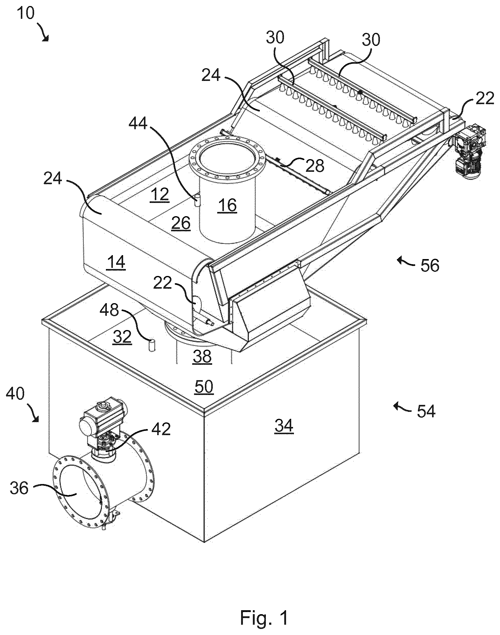 Patent US12157688 Figure 1 – Filtration apparatus utilizing differential pressure over a filtering element