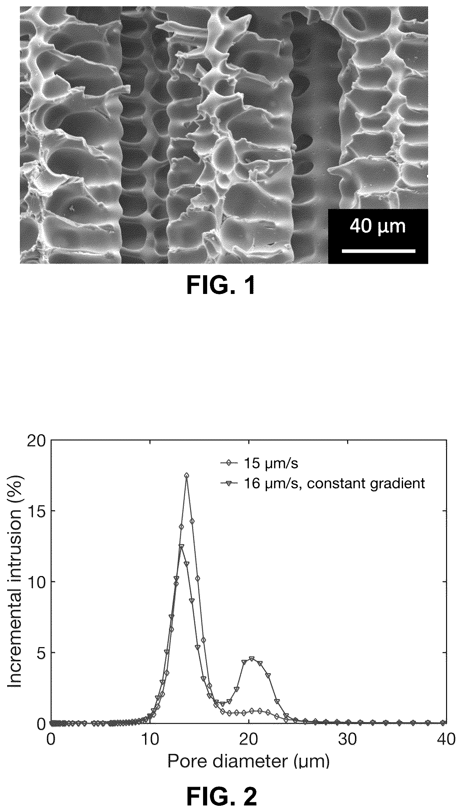 Patent US12157705 Figure 1 – Freeze-cast ceramic membrane for size based filtration