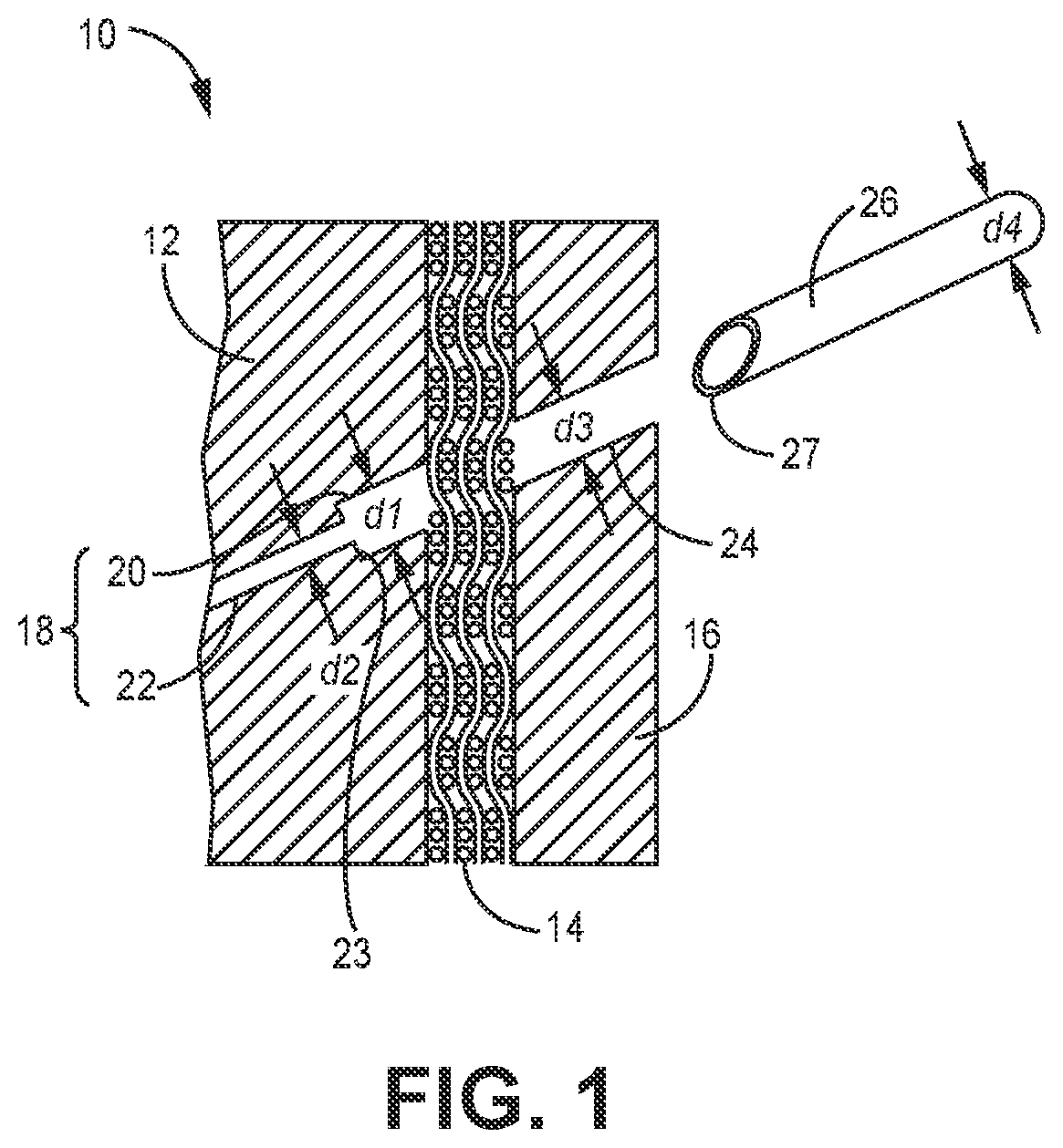 Patent US12157708 Figure 1 – Method for creating cooling holes in a CMC laminate