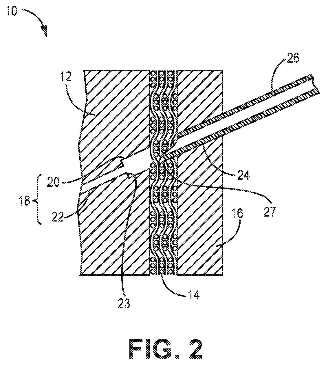 Patent US12157708 Figure 2 – Method for creating cooling holes in a CMC laminate