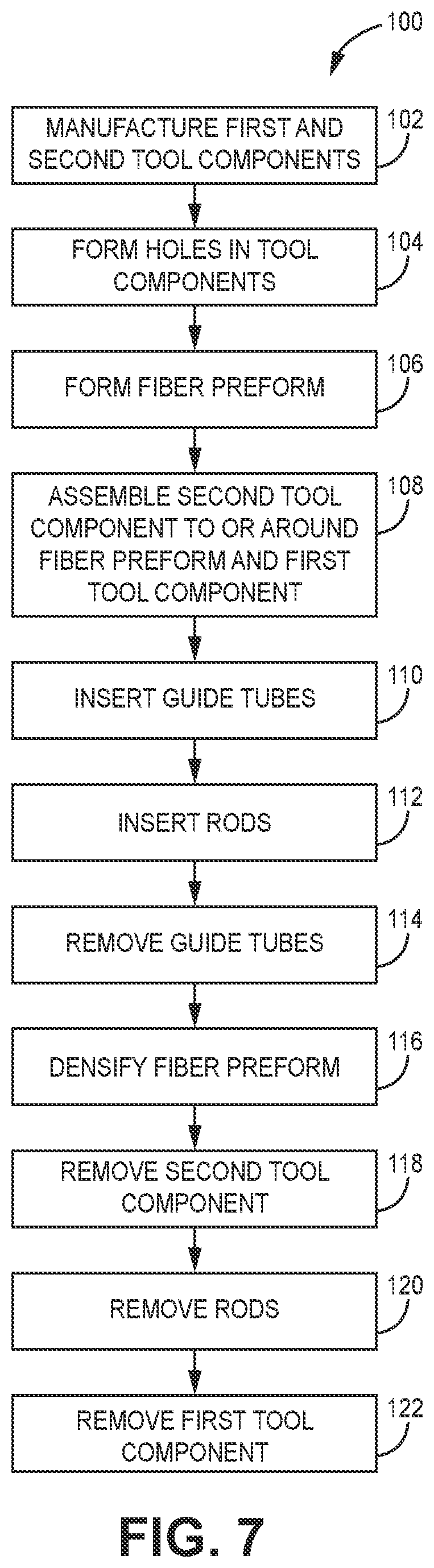 Patent US12157708 Figure 7 – Method for creating cooling holes in a CMC laminate