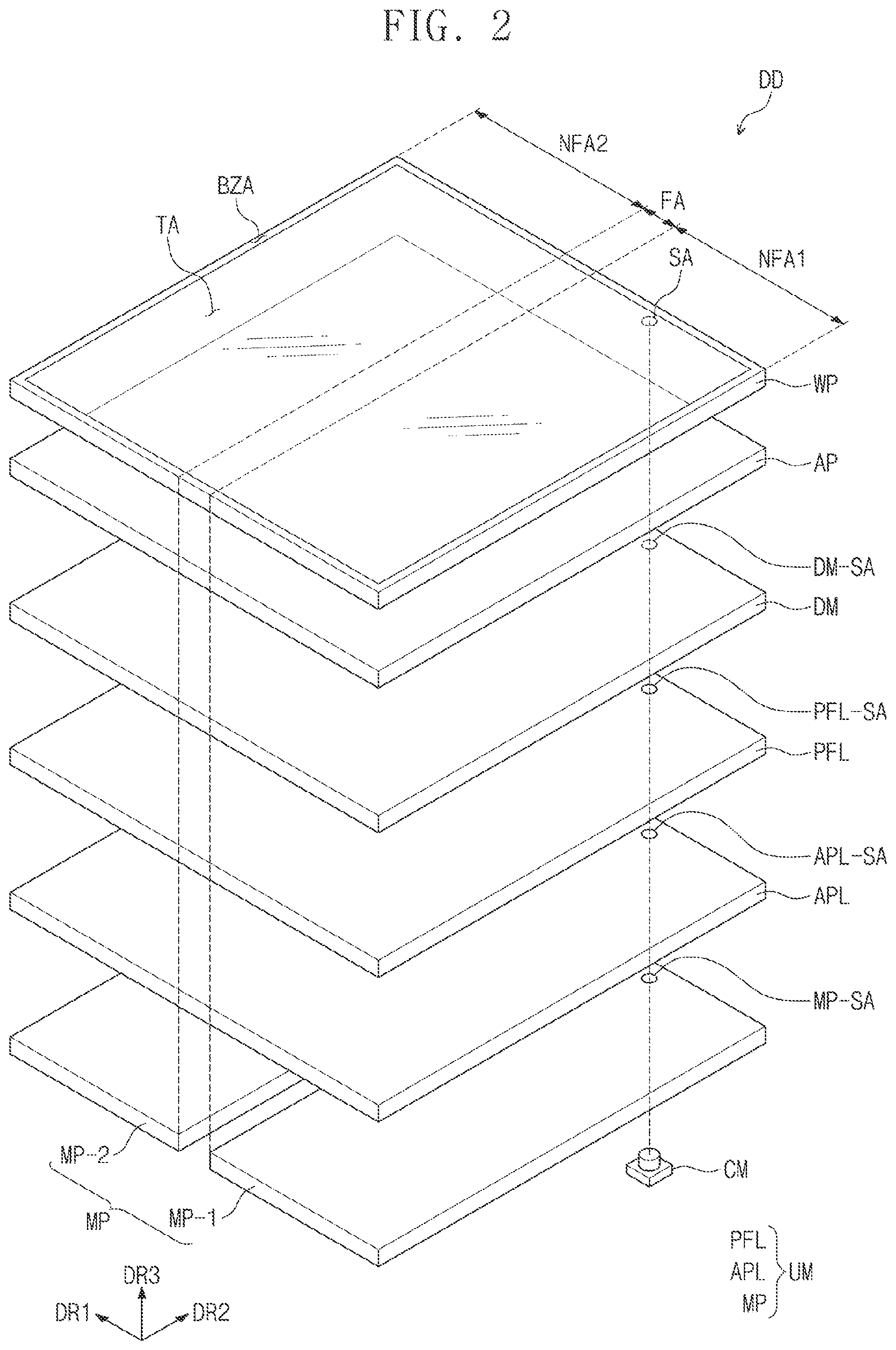 Patent US12157787 Figure 2 – Resin composition, method of manufacturing adhesive member including providing the resin composition, and display device including the adhesive member
