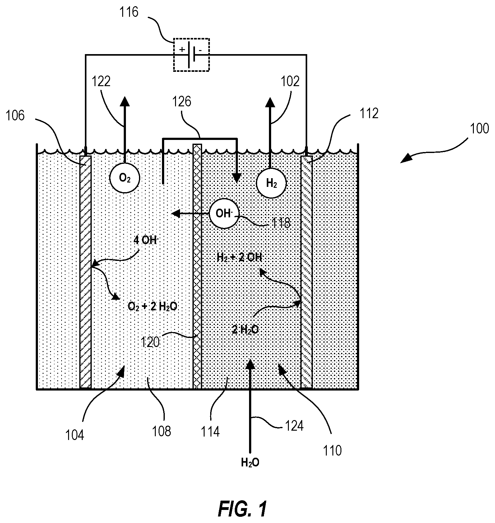 Patent US12157947 — Systems and methods to make hydrogen gas with a steady state pH differential — Figure 1