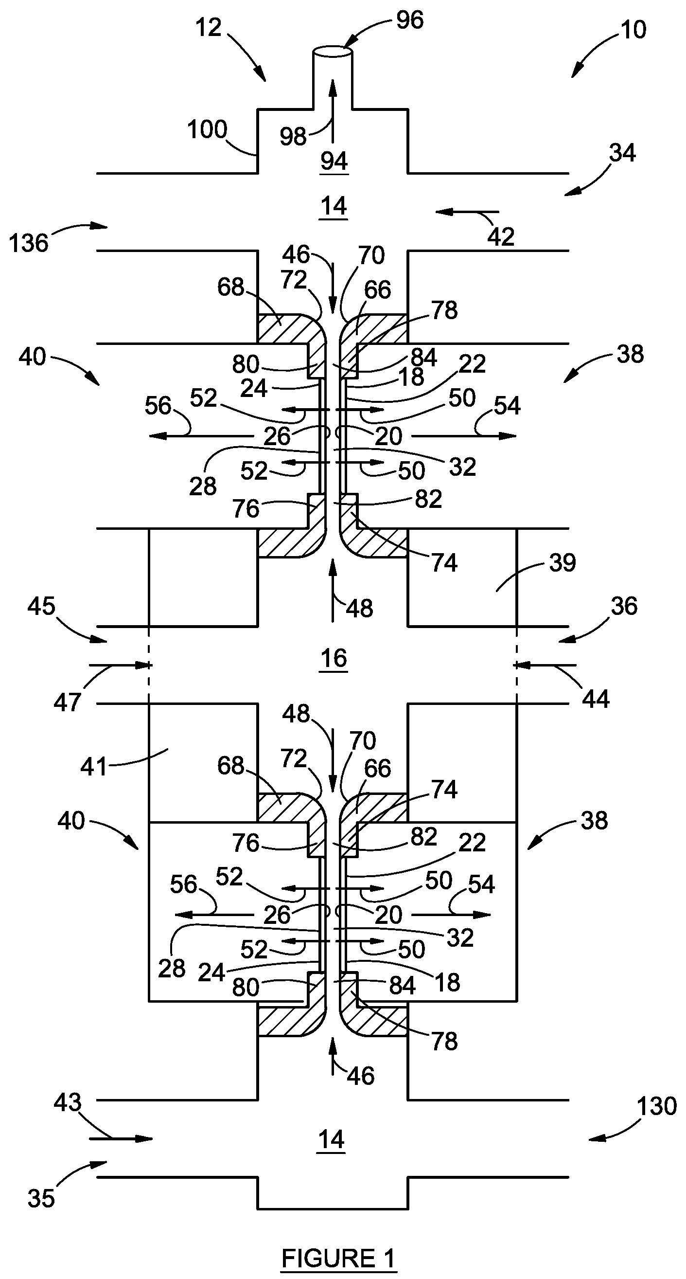 Patent US12157948 Figure 1 – Electrodes for divergent electrolytic flow-through apparatuses