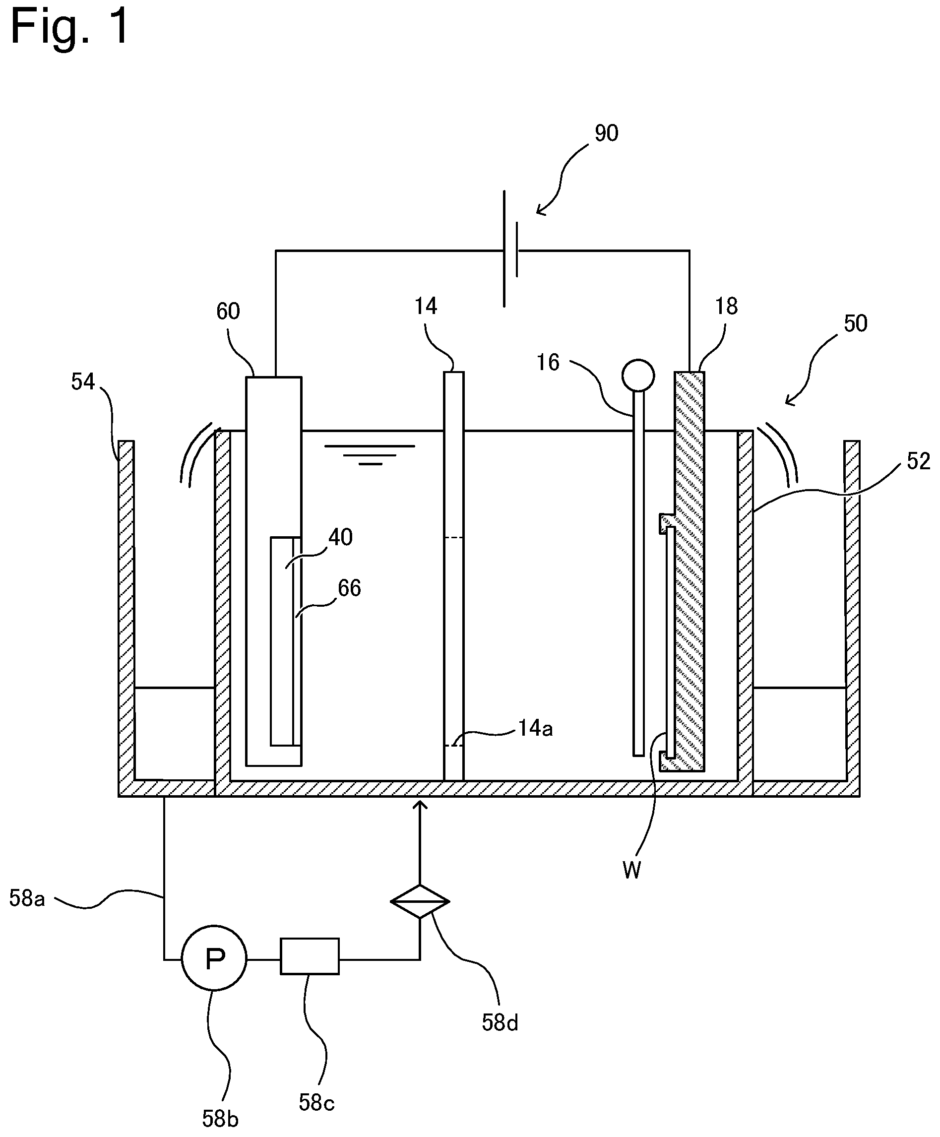 Patent US12157951 Figure 1 – Plating method, insoluble anode for plating, and plating apparatus