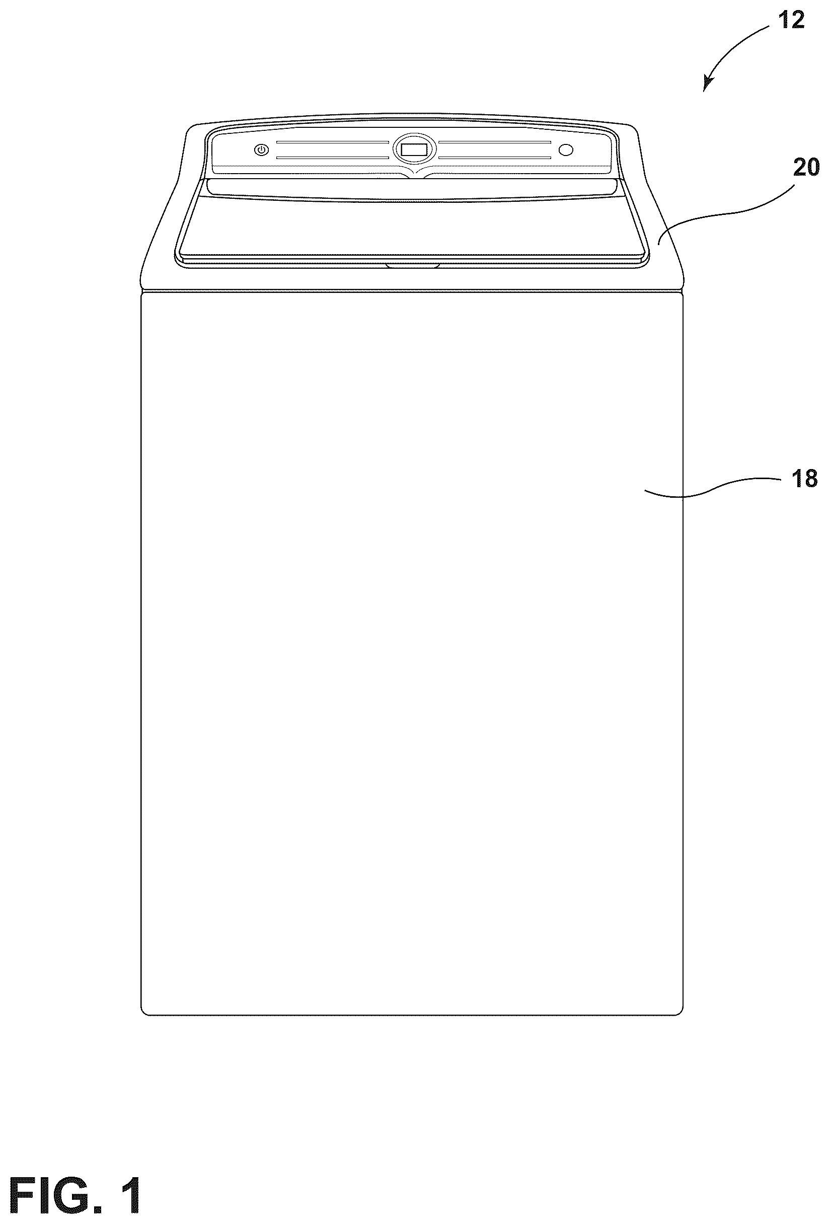 Patent US12157964 Figure 1 – Detachable pretreat sink for laundry appliance having an operable washboard