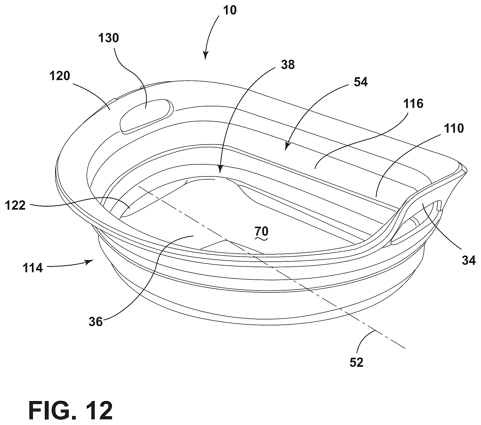 Patent US12157964 Figure 12 – Detachable pretreat sink for laundry appliance having an operable washboard
