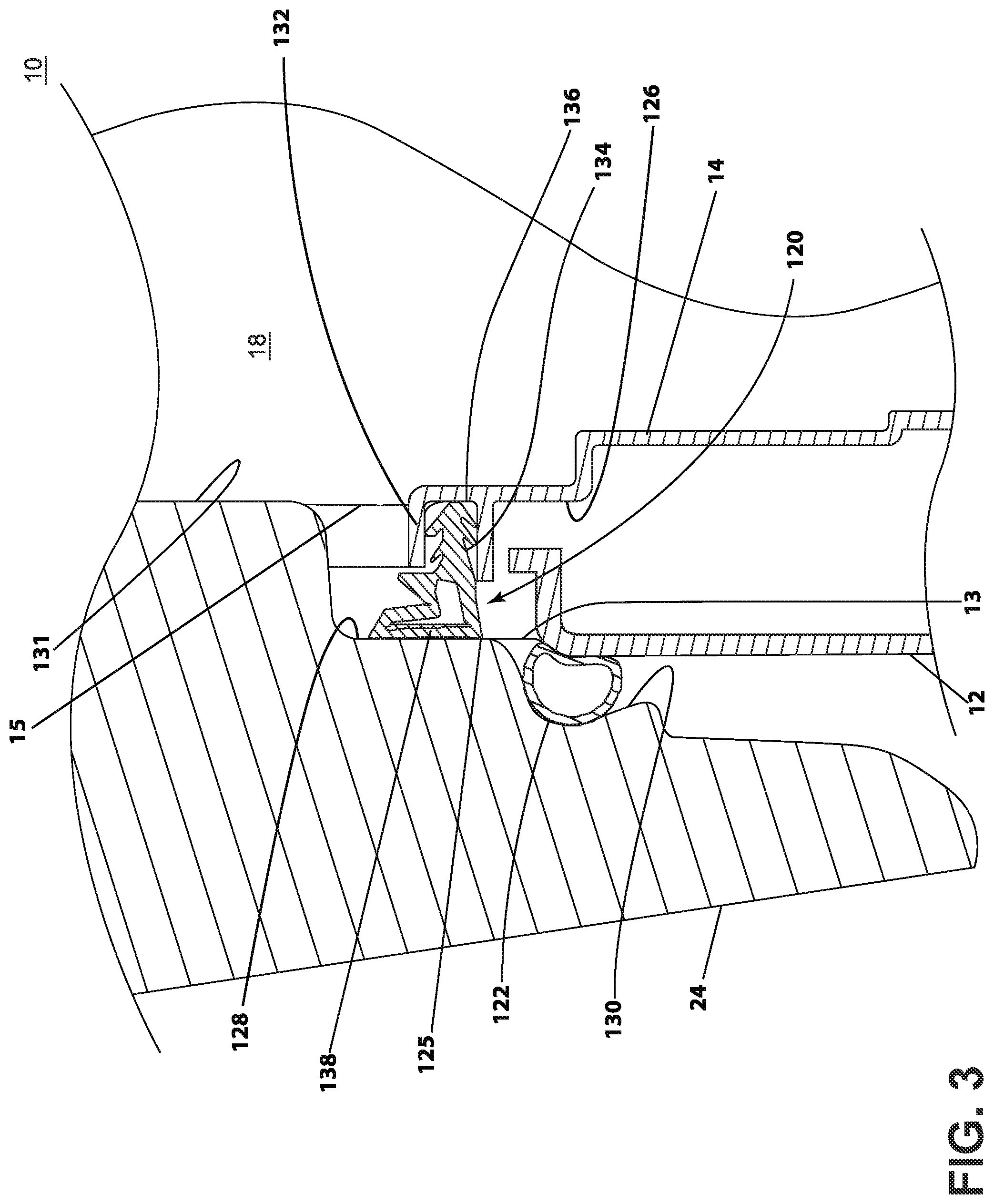 Patent US12157965 Figure 3 – Combination washer/dryer with a double-seal closure arrangement