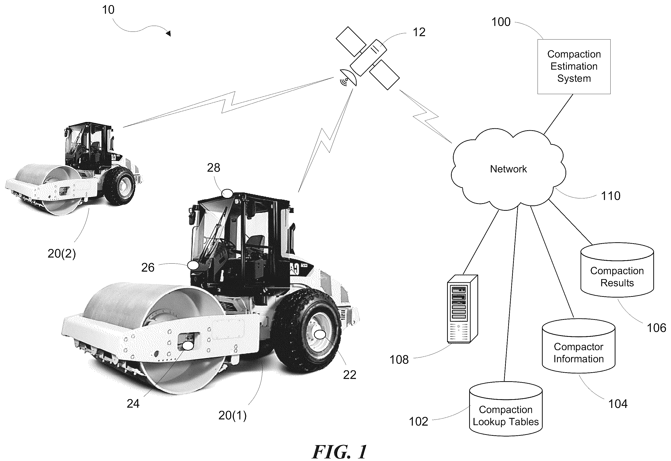 Patent US12157979 Figure 1 – Systems and methods for estimating material compaction based on electric motor drive power