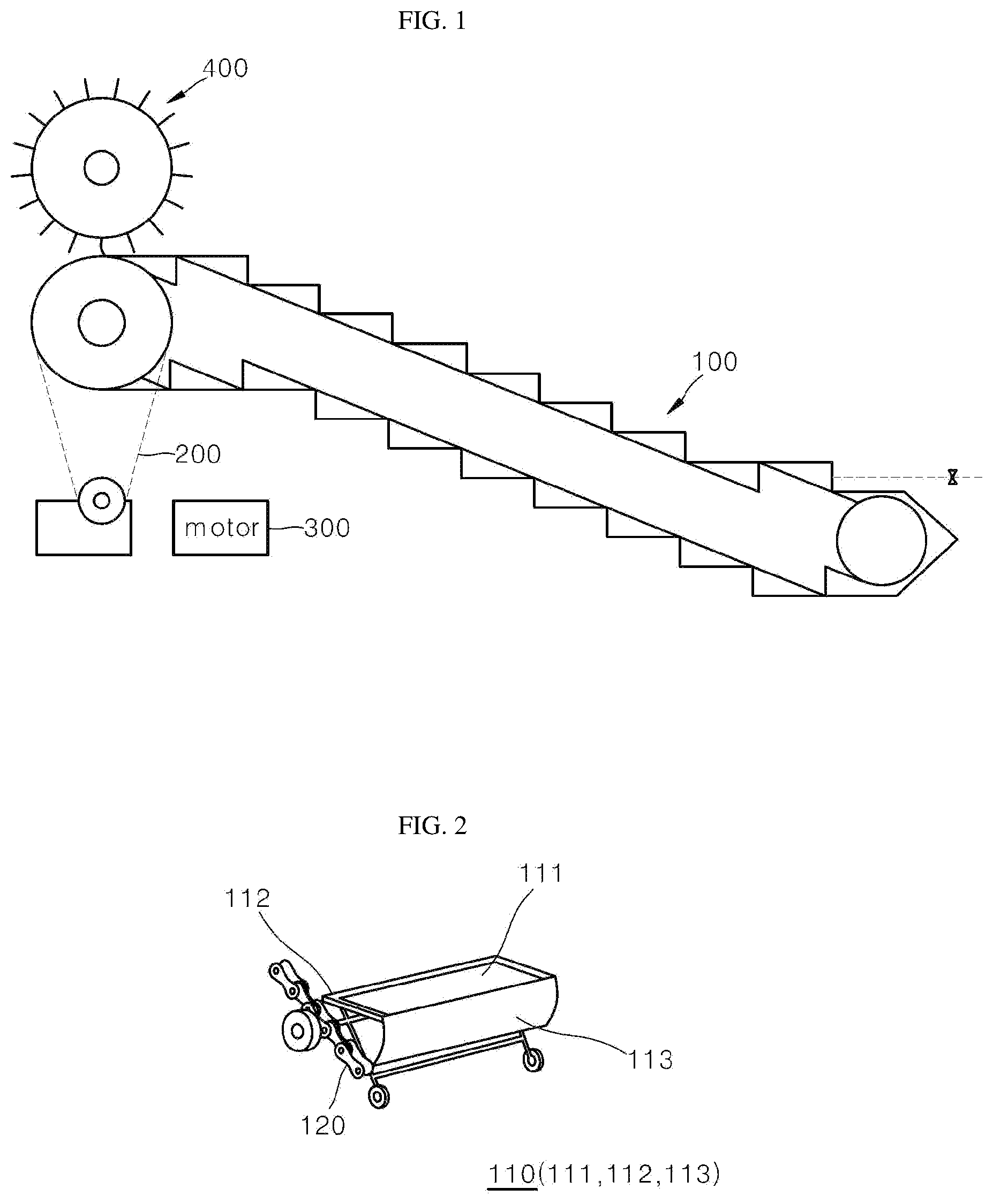 Patent US12157980 Figure 1 – Algae collection device using escalator-type lift