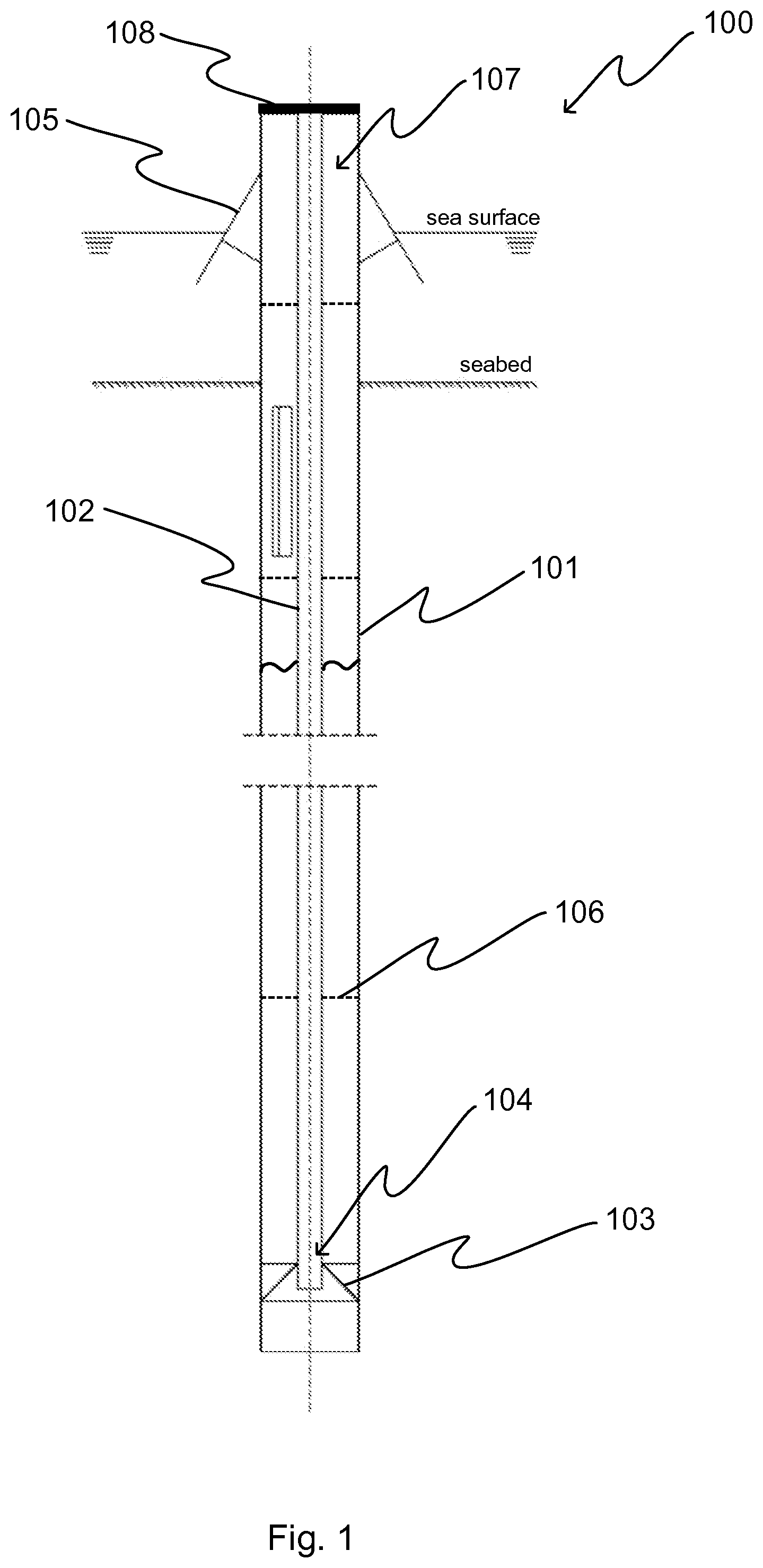 Patent US12157983 Figure 1 – Pile and method for installing a pile