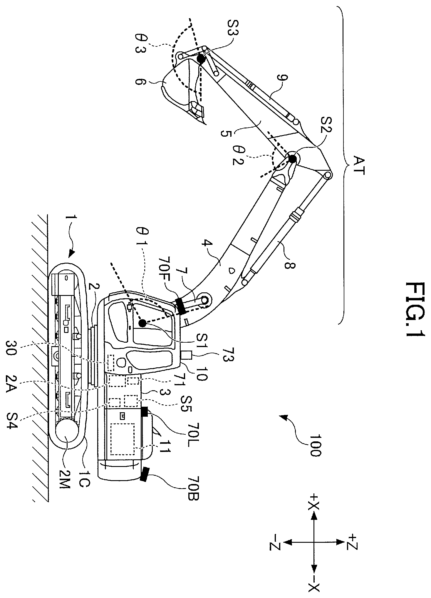 Patent US12157985 Figure 1 – Shovel and control device for shovel