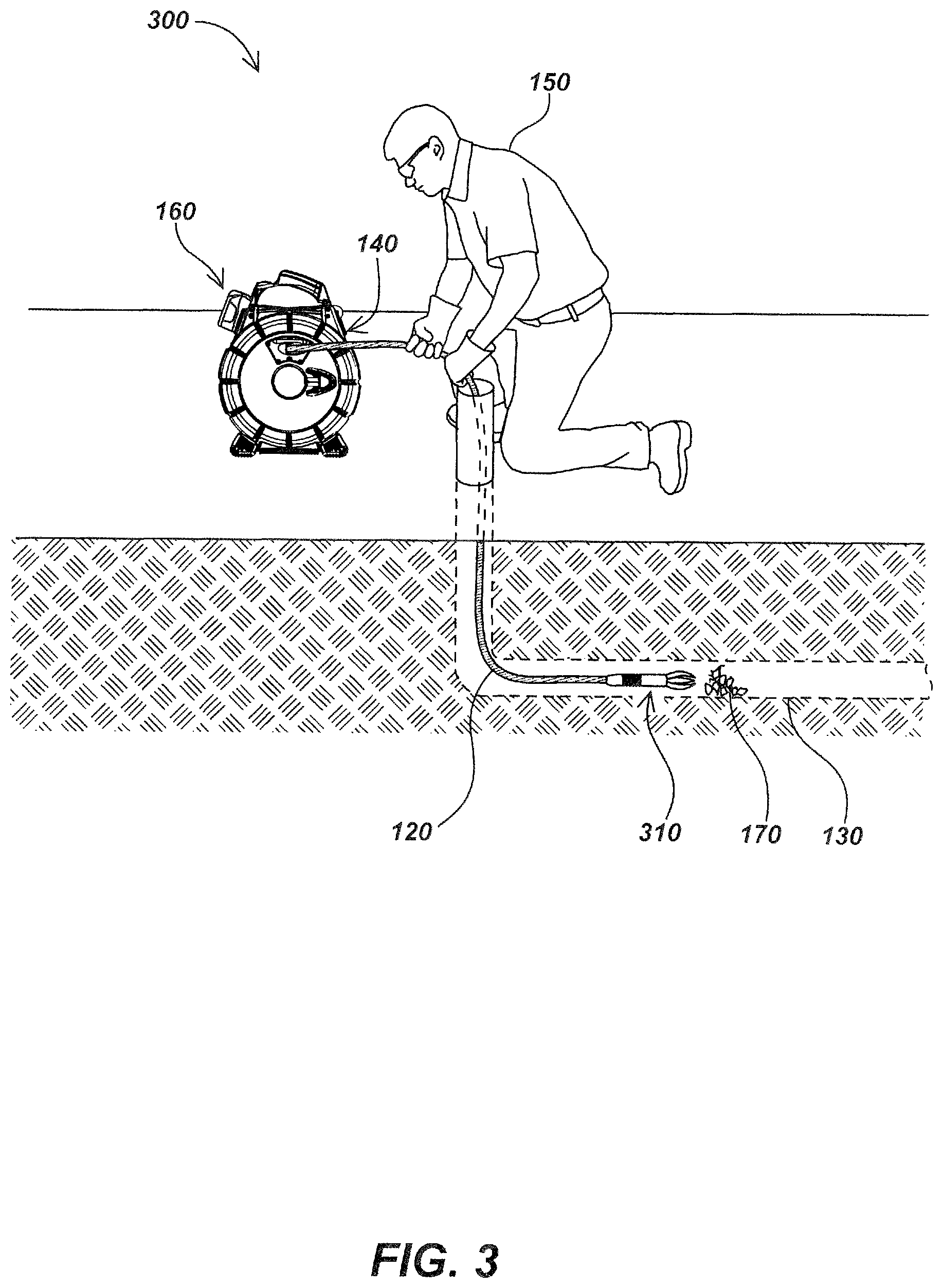 Patent US12157995 Figure 3 – High frequency AC-powered drain cleaning and inspection apparatus and methods