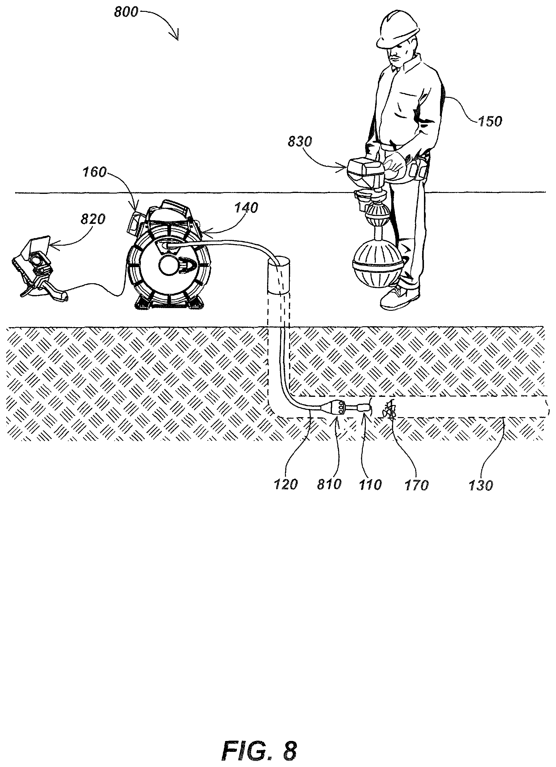 Patent US12157995 Figure 9 – High frequency AC-powered drain cleaning and inspection apparatus and methods