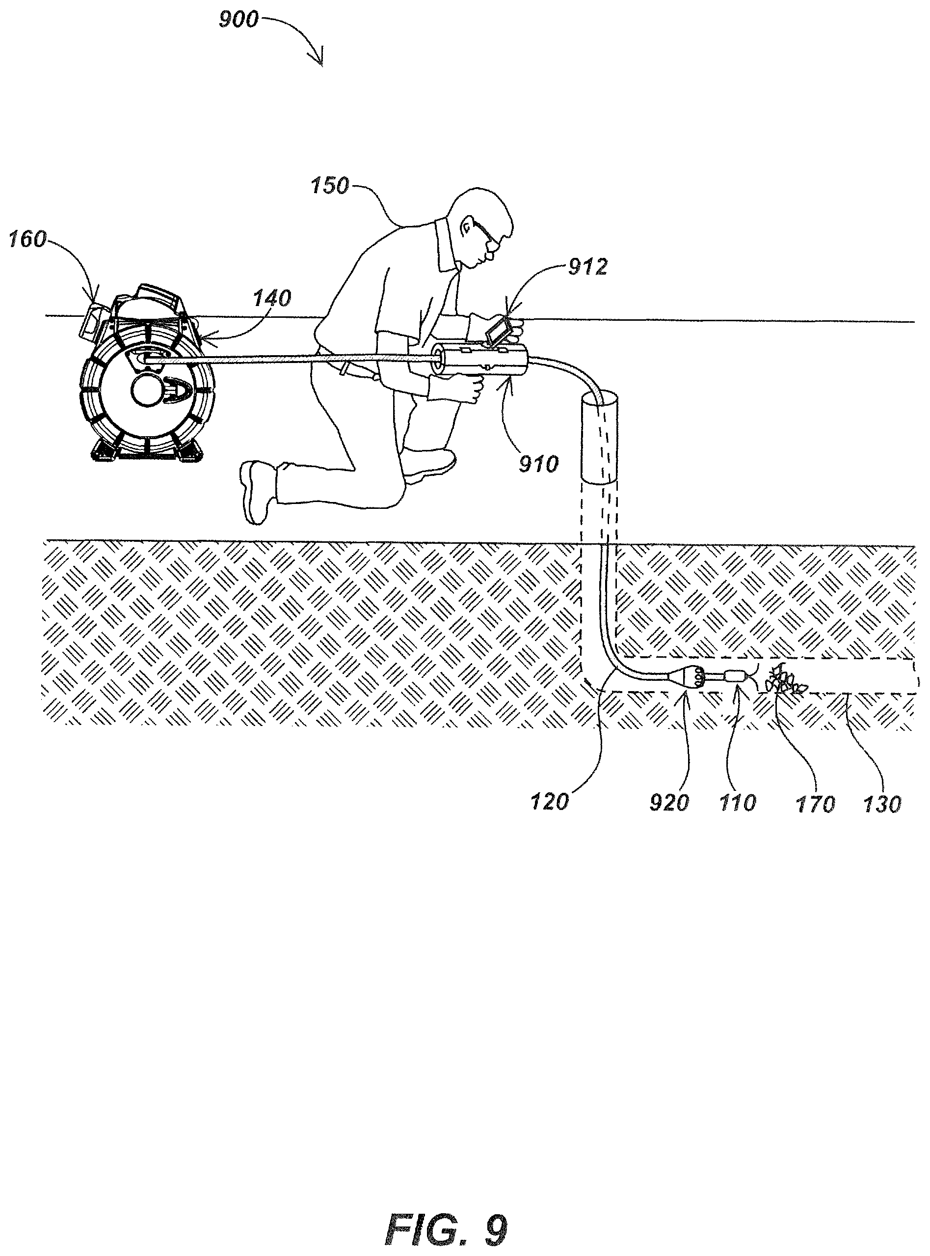 Patent US12157995 Figure 10 – High frequency AC-powered drain cleaning and inspection apparatus and methods