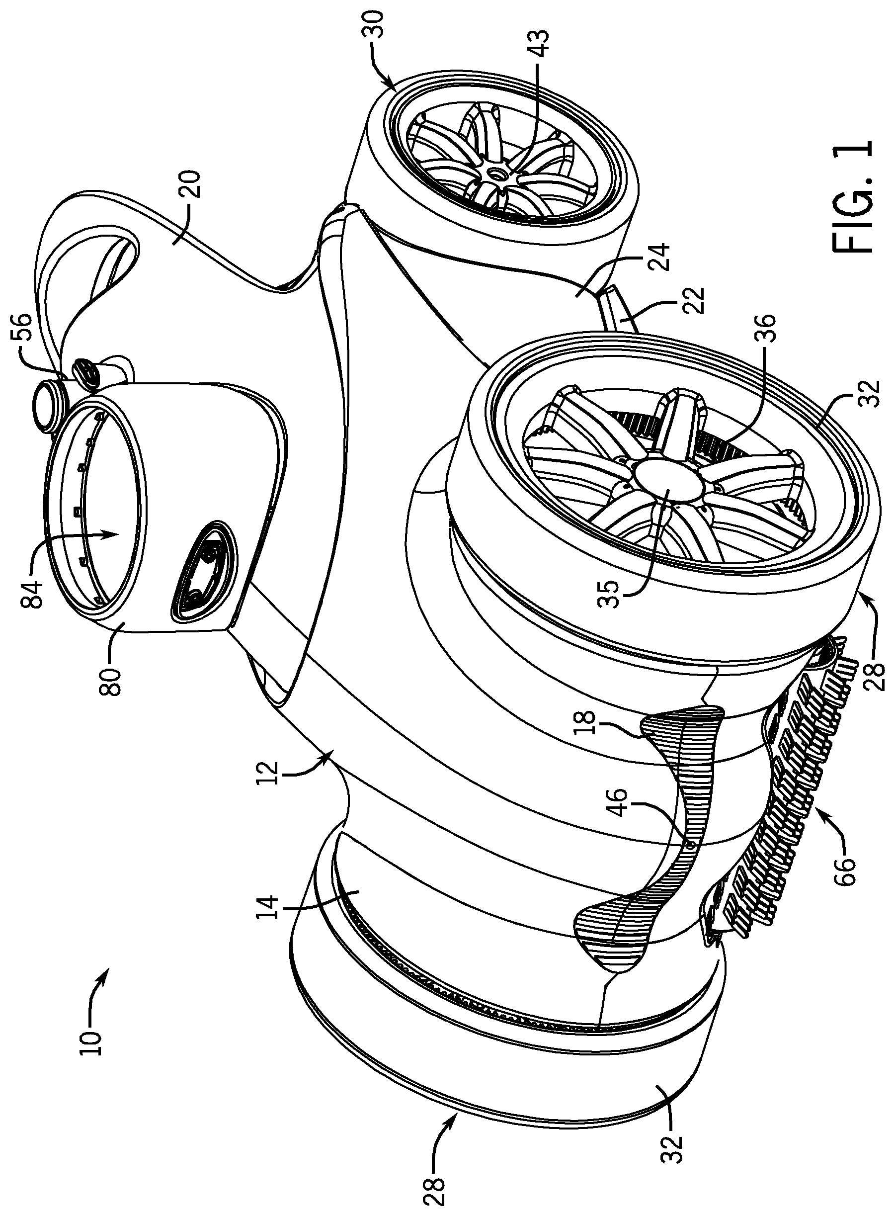 Patent US12158020 Figure 1 – Pool cleaner with hydraulic timer assembly