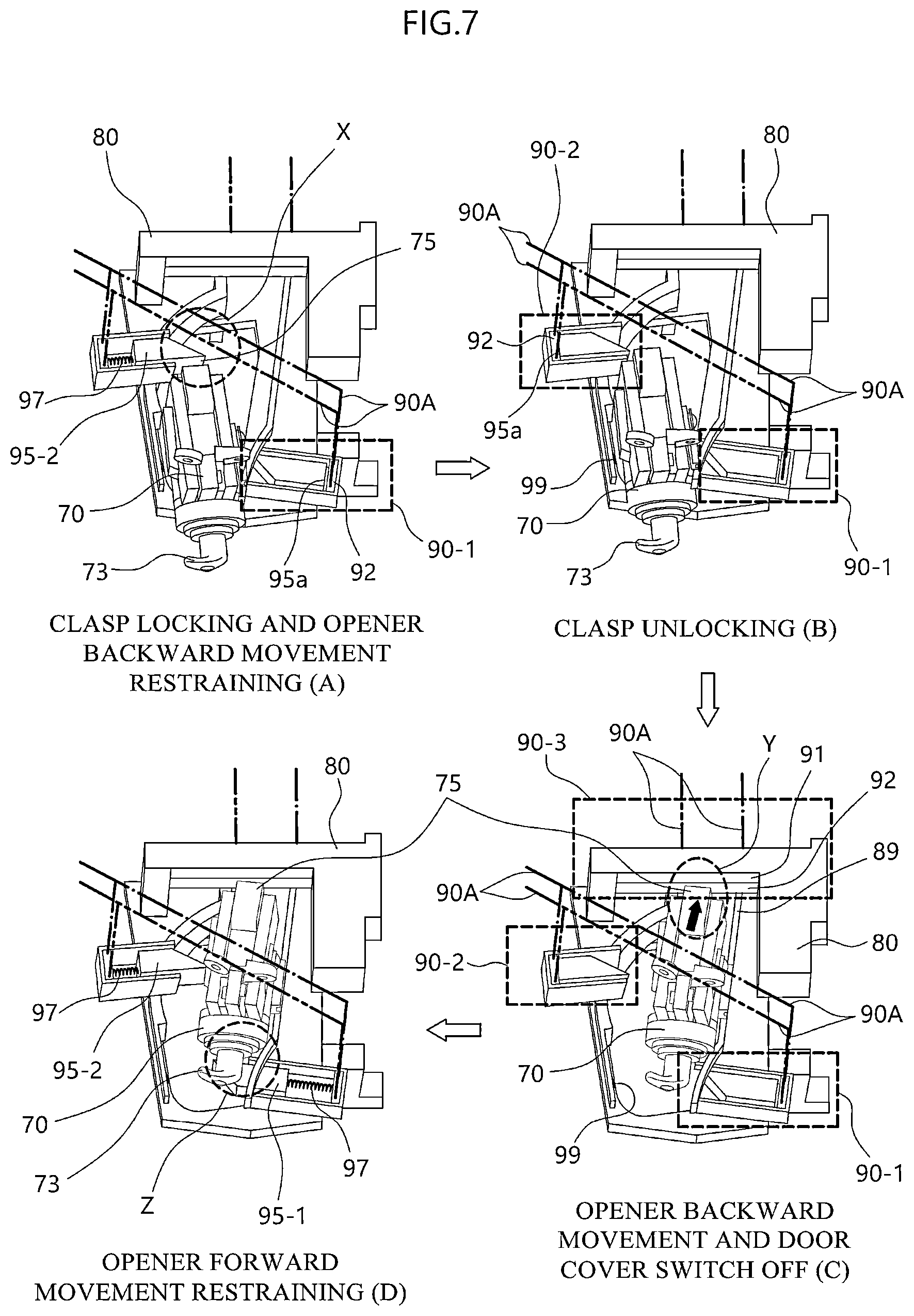 Patent US12158033 Figure 7 – Charging flap opening/closing device and vehicle including the same