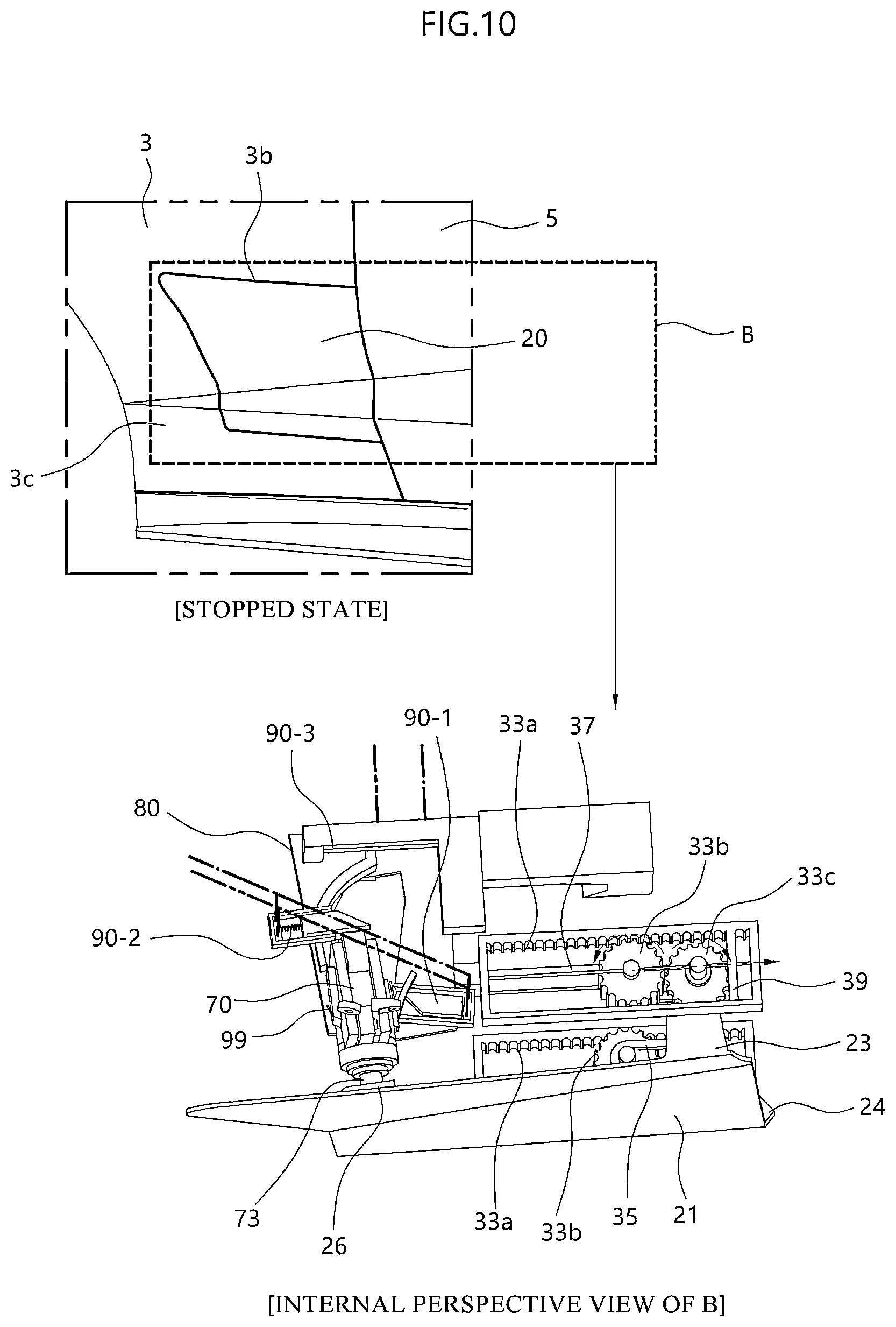 Patent US12158033 Figure 10 – Charging flap opening/closing device and vehicle including the same