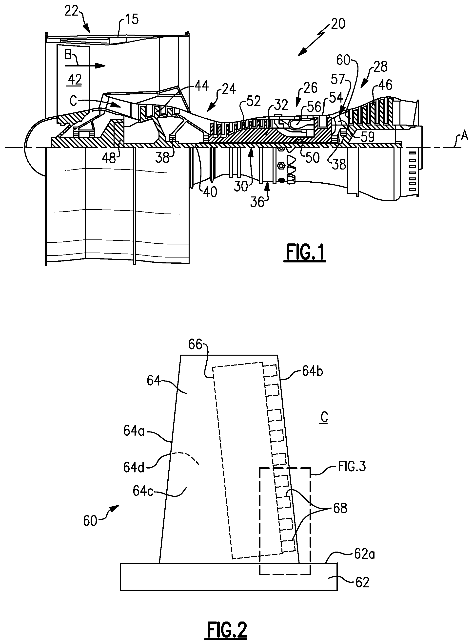 Patent US12158083 Figure 1 – Airfoil with axial cooling slot having diverging ramp