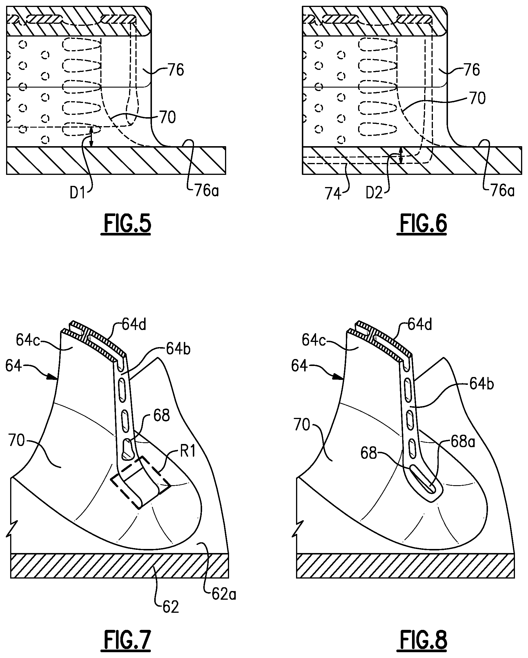 Patent US12158083 Figure 3 – Airfoil with axial cooling slot having diverging ramp