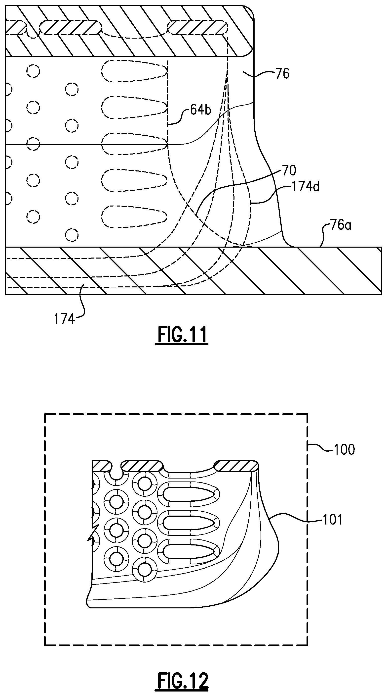 Patent US12158083 Figure 5 – Airfoil with axial cooling slot having diverging ramp