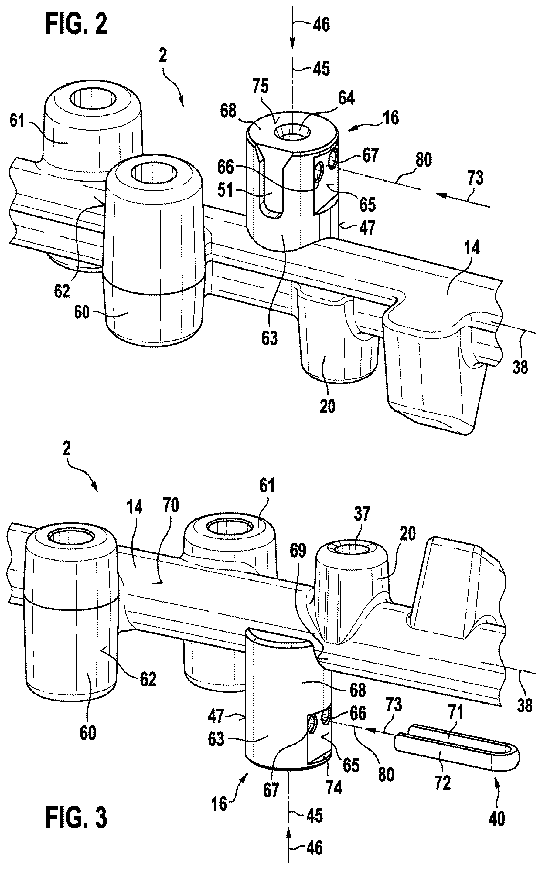 Patent US12158129 Figure 2 – Fuel distributor rail for an injection system and injection system for mixture-compressing, spark ignition internal combustion engines