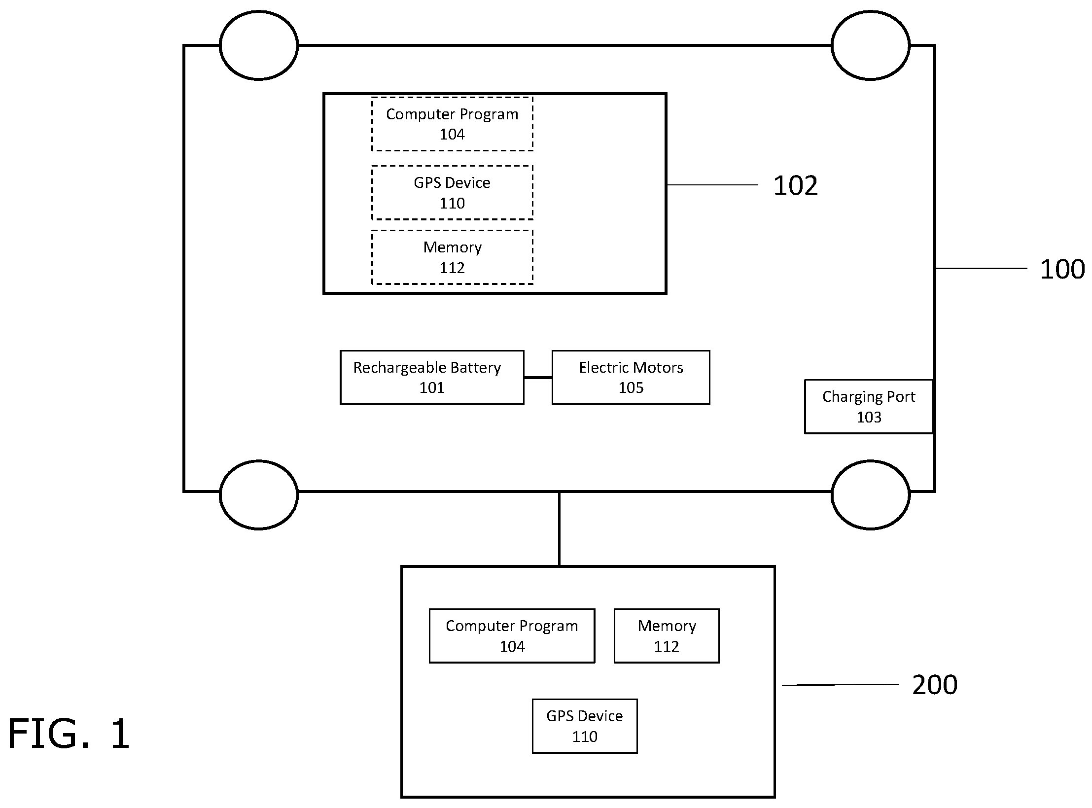 Patent US12158350 Figure 1 – System and method for directing a driver of an electric vehicle to a point of interest and a charging station in close proximity to the point of interest