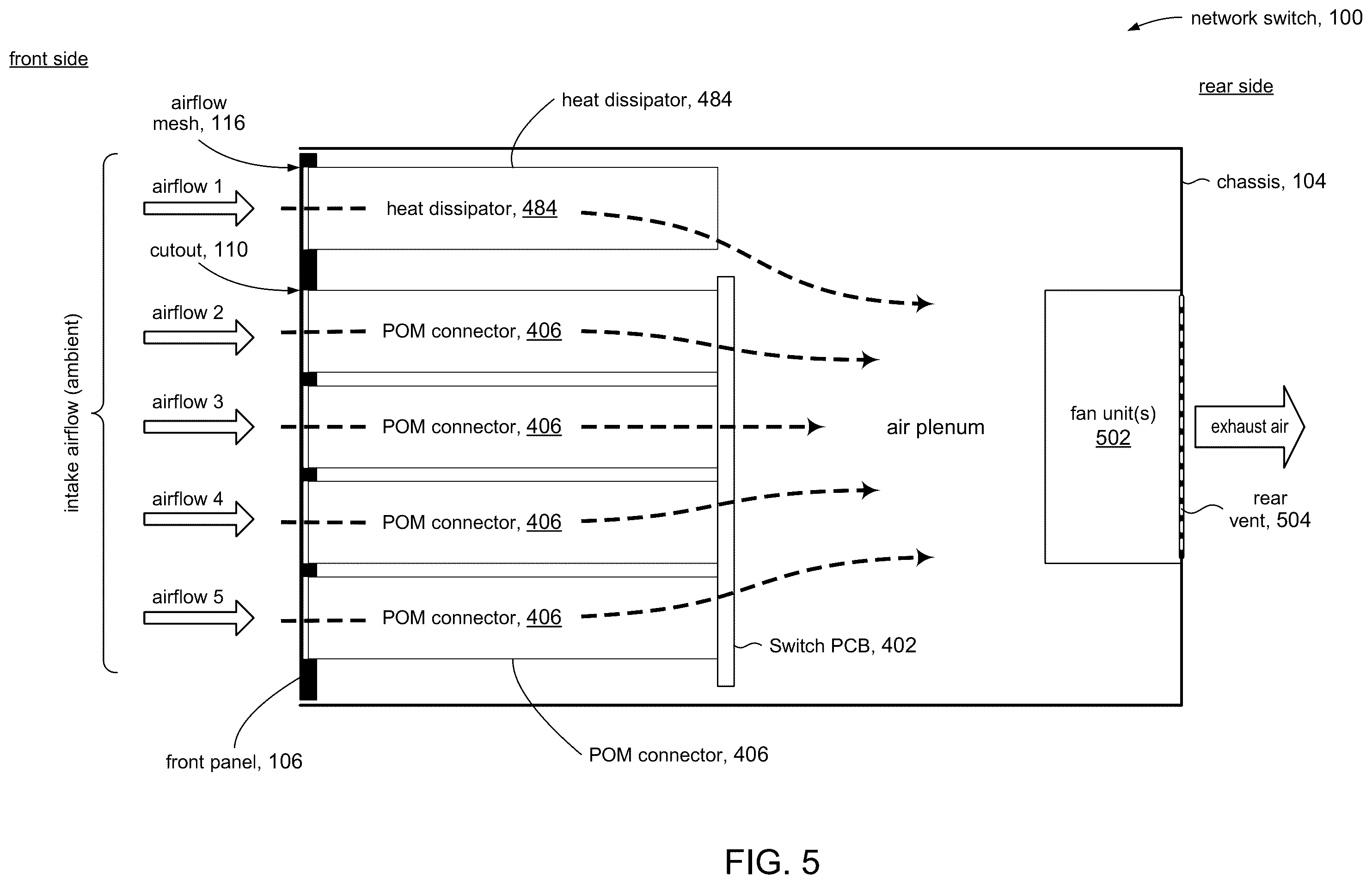 Patent US12158627 Figure 8 – High speed network device with orthogonal pluggable optics modules