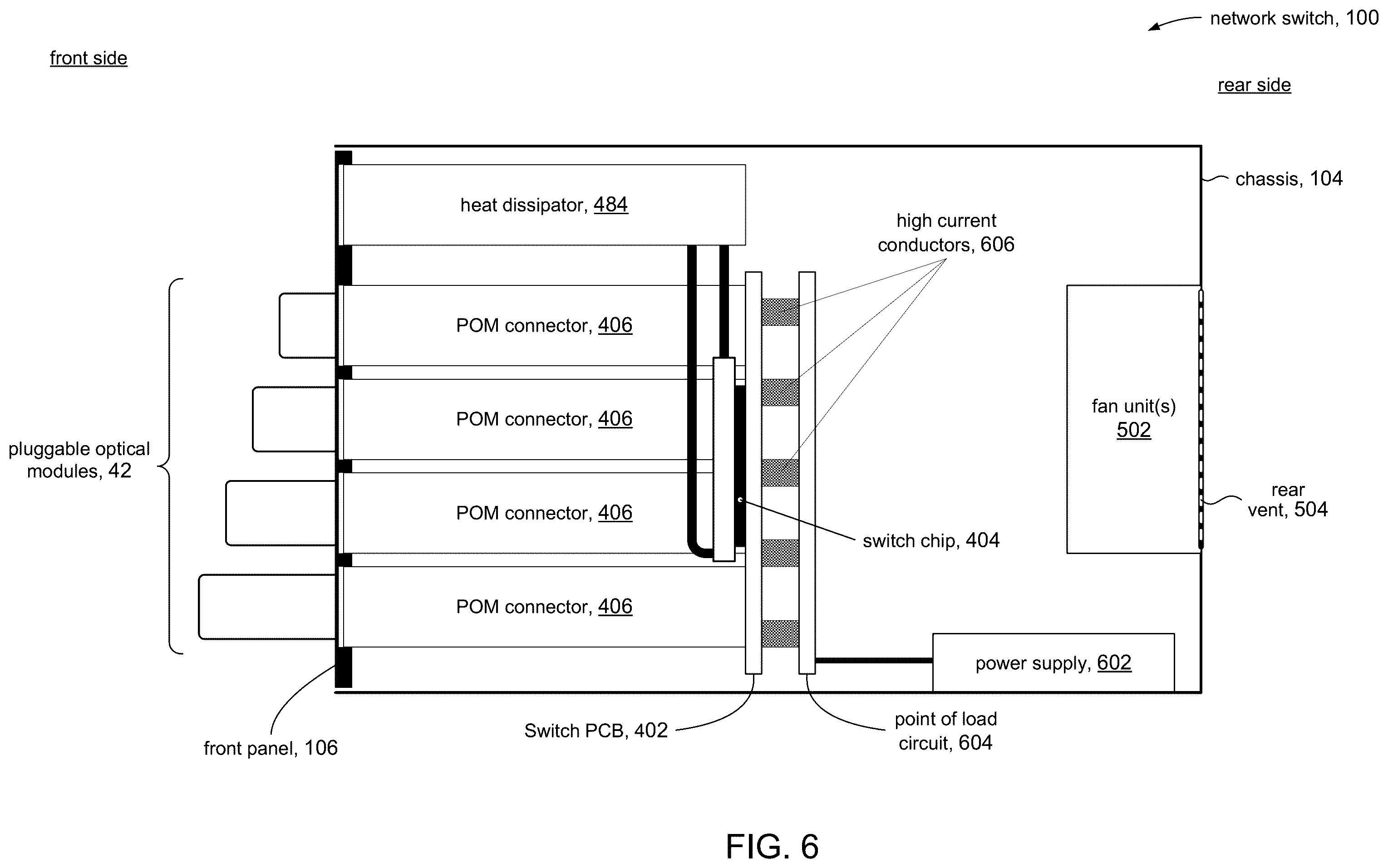 Patent US12158627 Figure 9 – High speed network device with orthogonal pluggable optics modules
