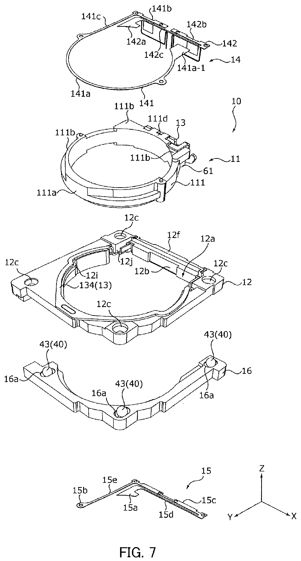 Patent US12158633 Figure 7 – Lens driving device, camera module, and camera-mounted device