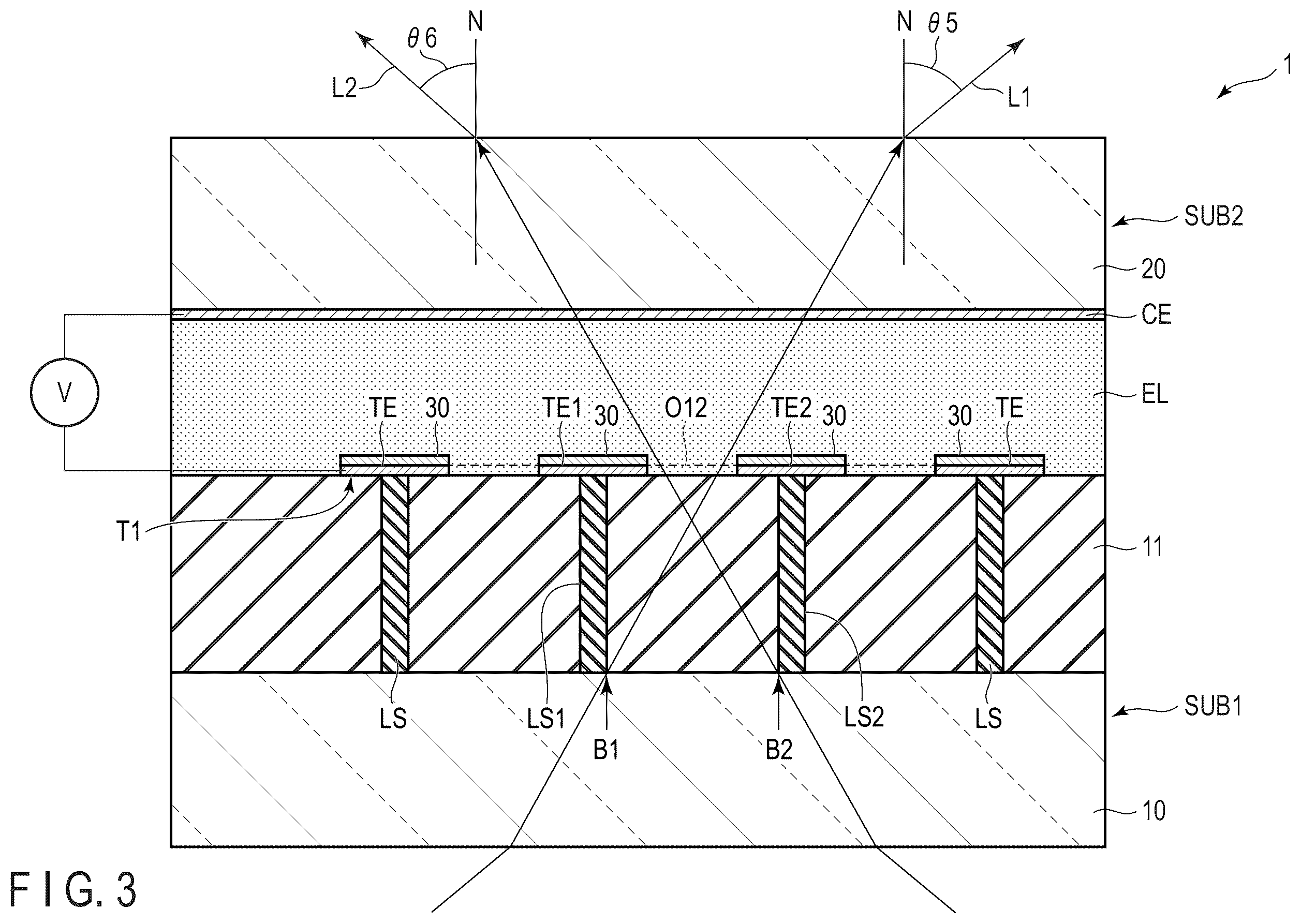 Patent US12158682 Figure 3 – Viewing angle control element and display device