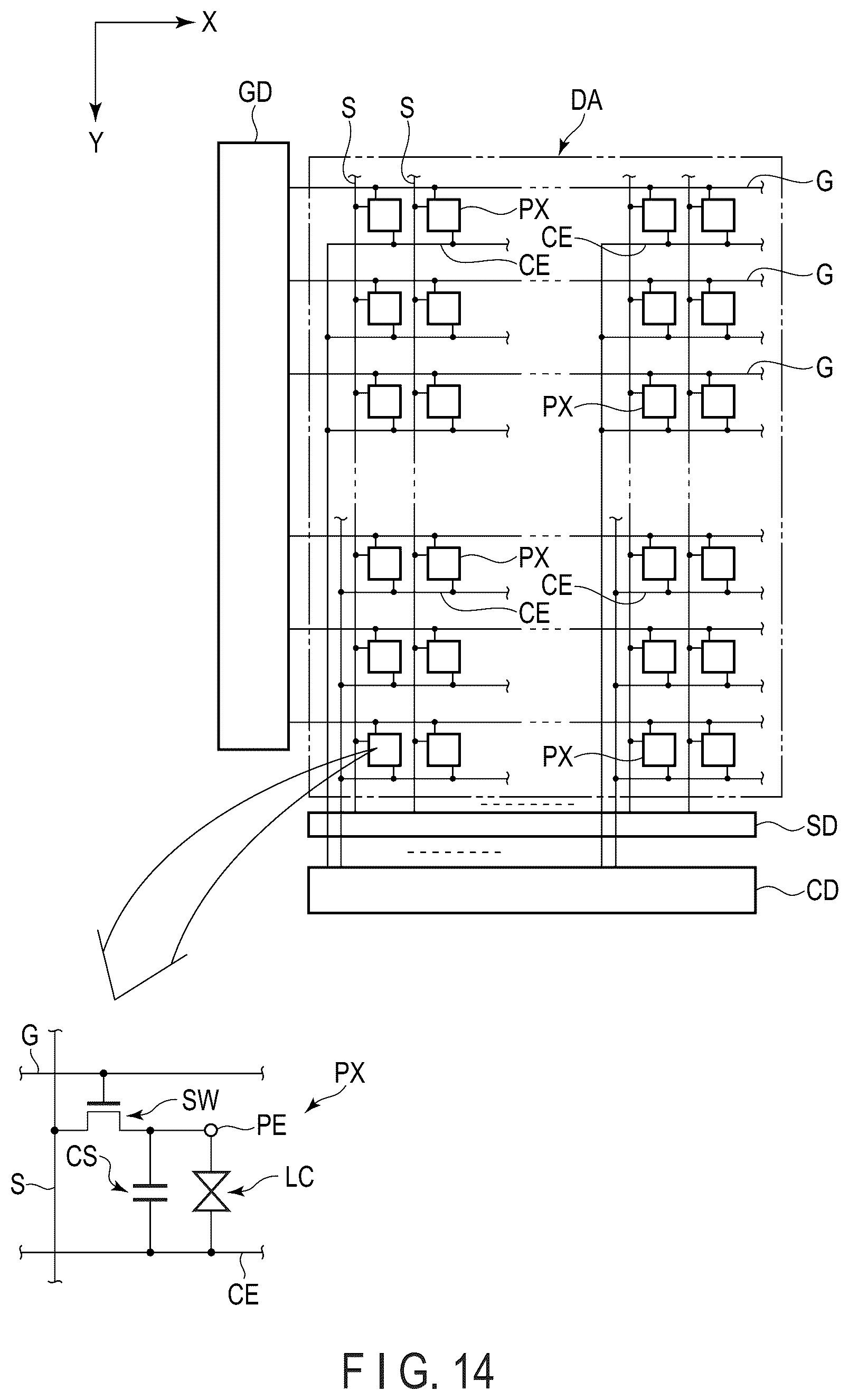 Patent US12158682 Figure 14 – Viewing angle control element and display device