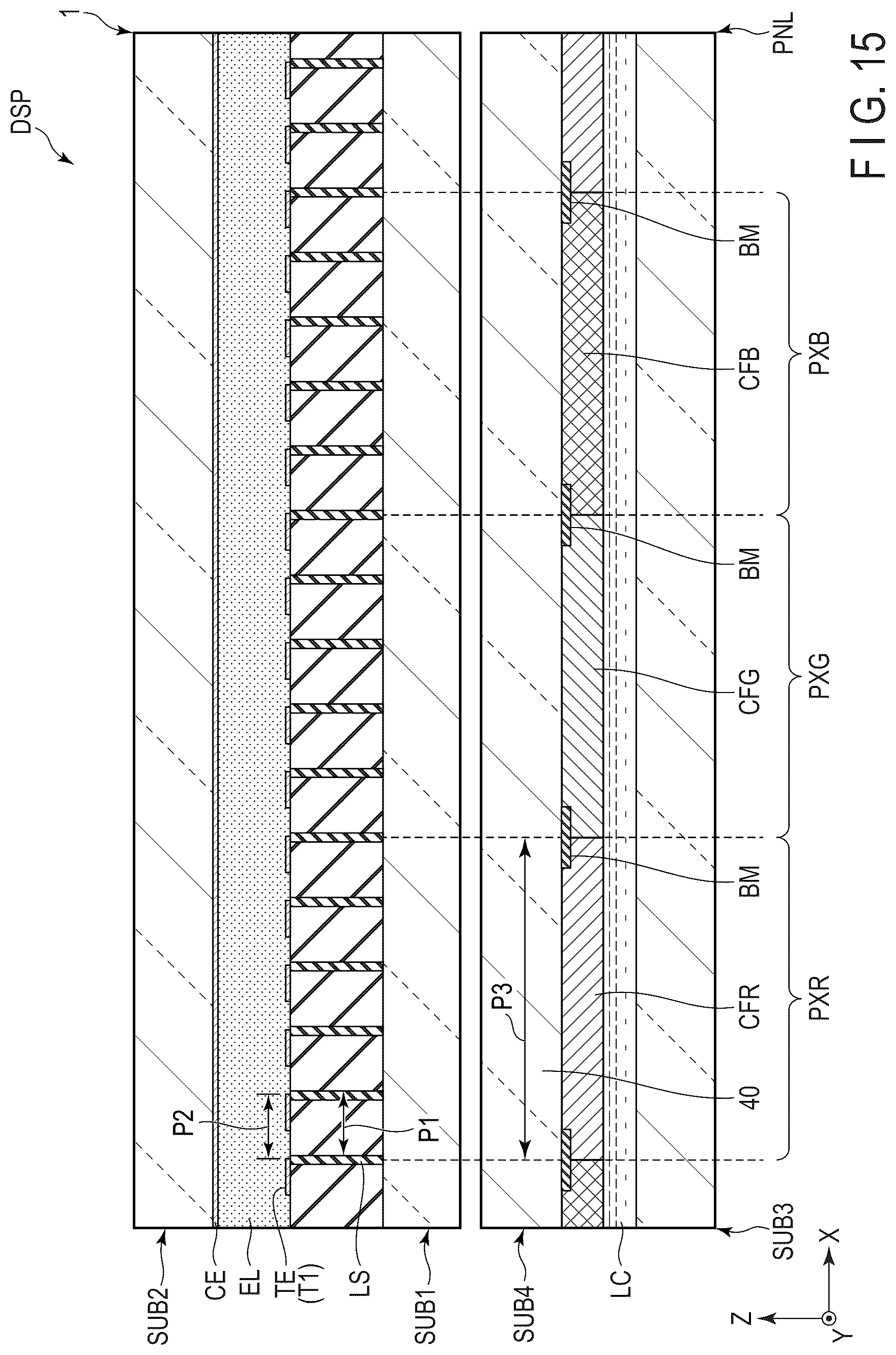 Patent US12158682 Figure 15 – Viewing angle control element and display device