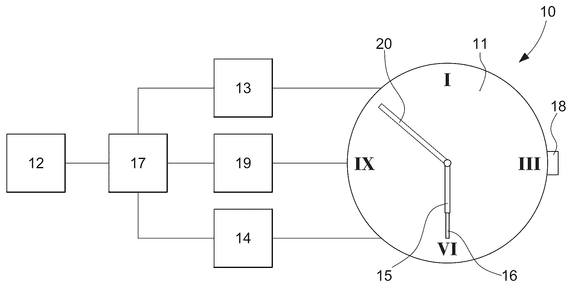 Patent US12158731 Figure 1 – Watch comprising an auxiliary function allowing the indication of seconds