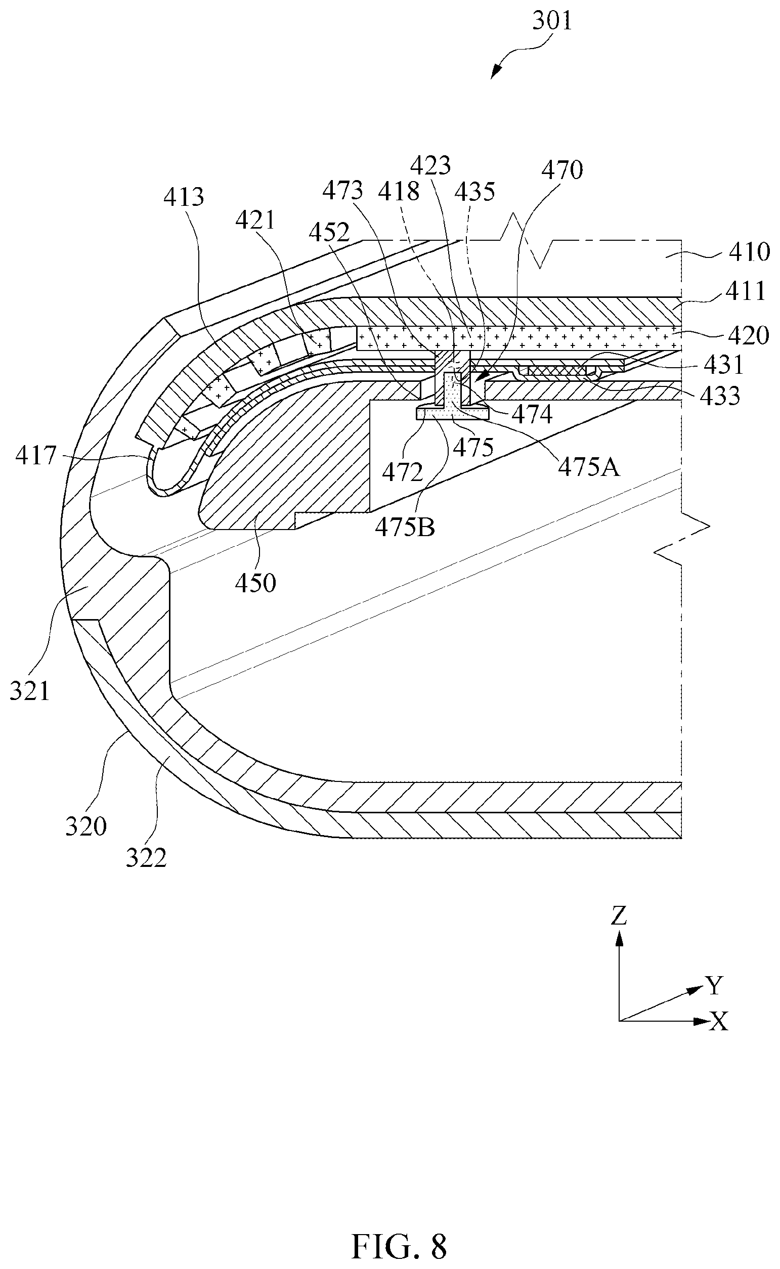 Patent US12158775 Figure 13 – Electronic device including display panel