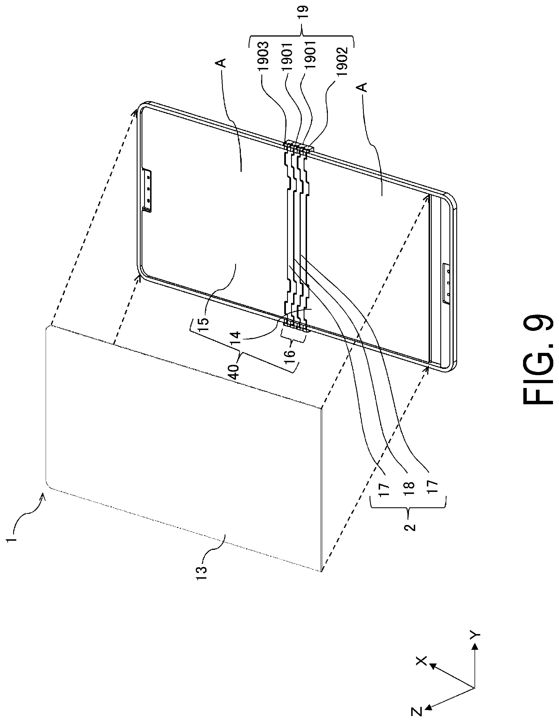 Patent US12158780 Figure 9 – Hinge constituent component and display device