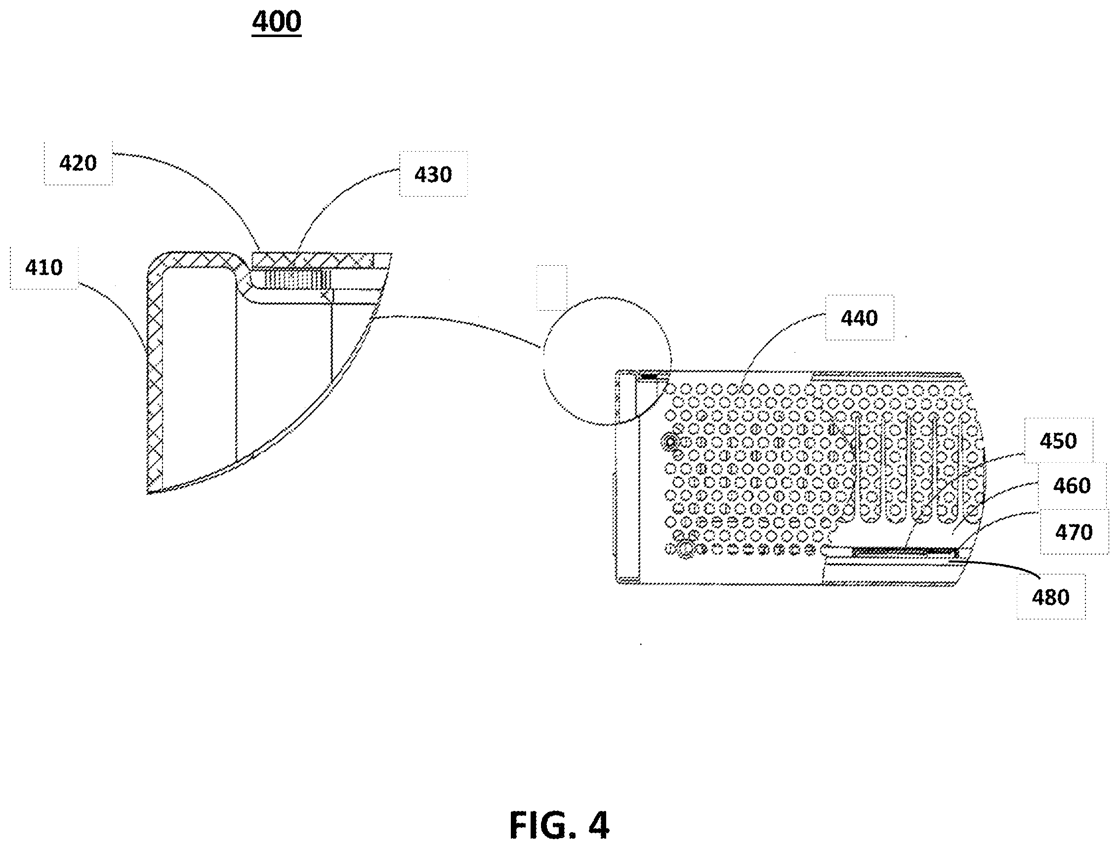 Patent US12158783 Figure 4 – Compute device housing with layers of electromagnetic interference shields, and devices and systems for the same
