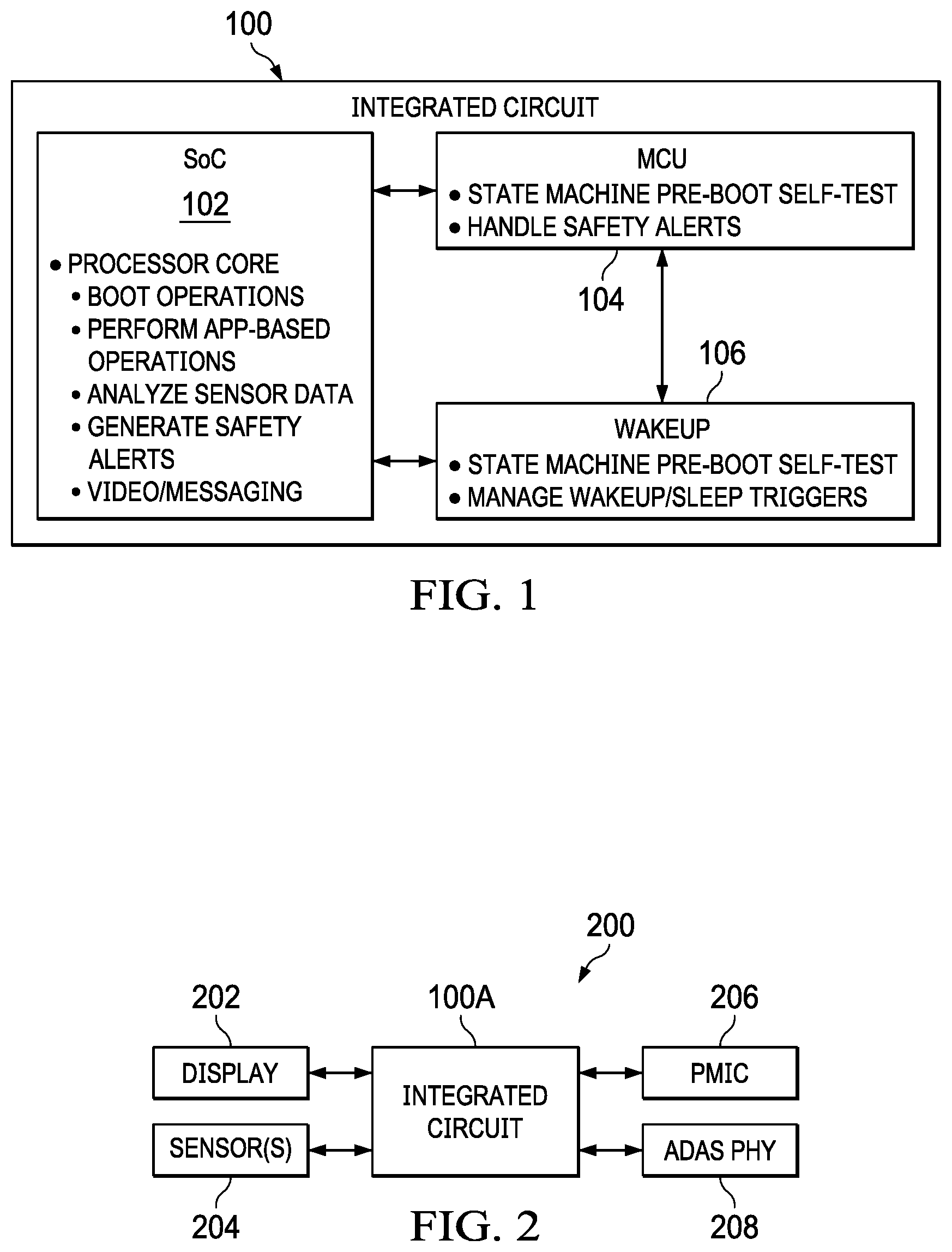 Patent US12158836 Figure 1 – Integrated circuit with state machine for pre-boot self-tests