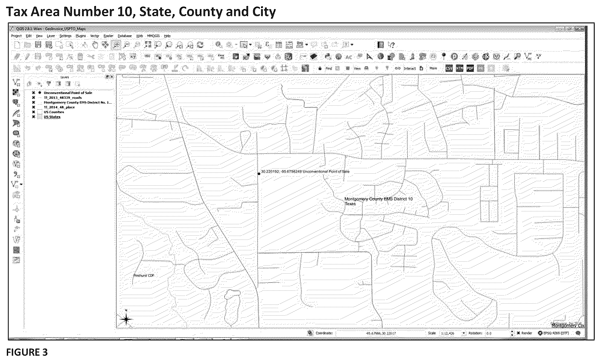 Patent US12165121 Figure 3 – Location based system and method for calculating sales and use tax