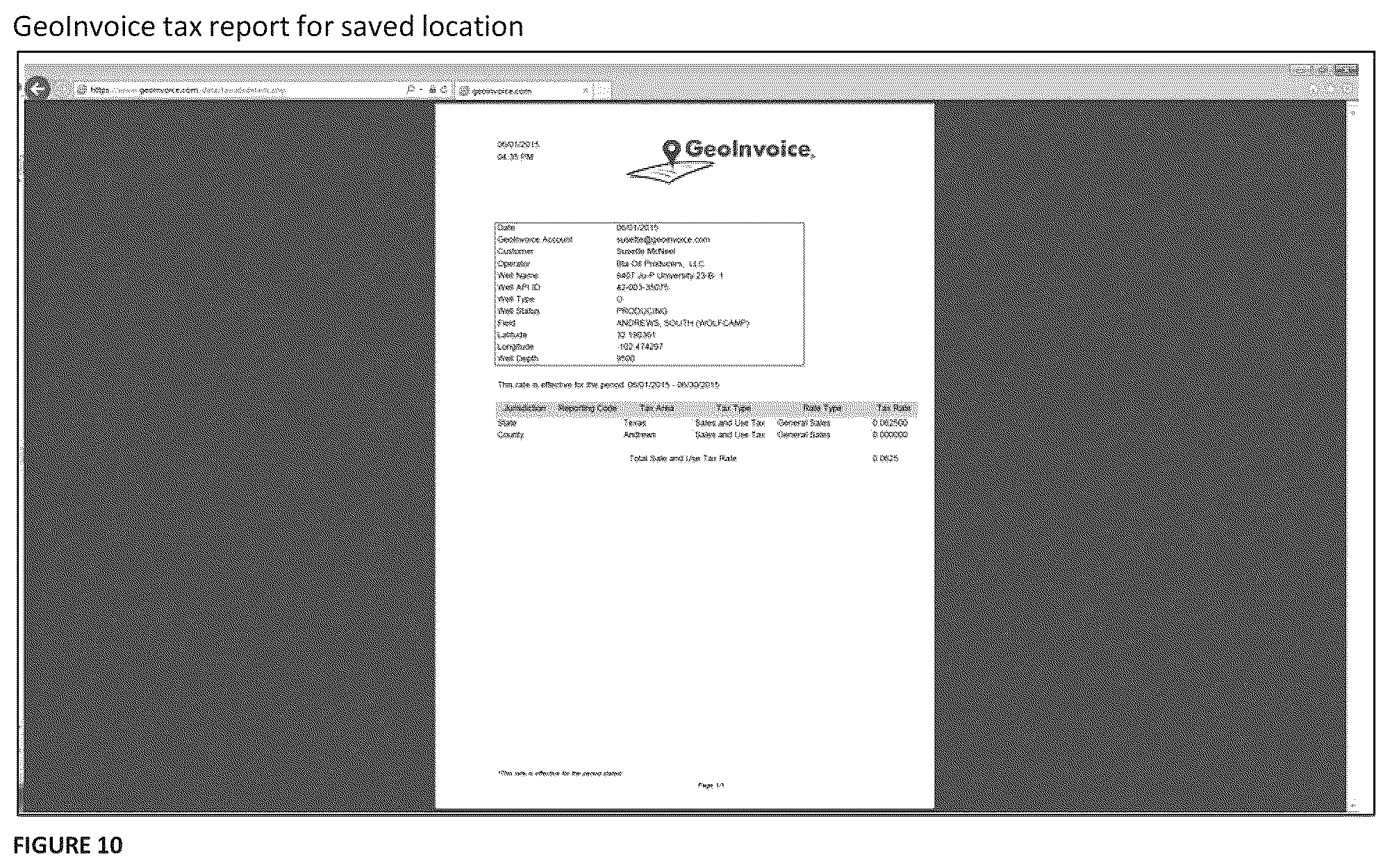 Patent US12165121 Figure 10 – Location based system and method for calculating sales and use tax