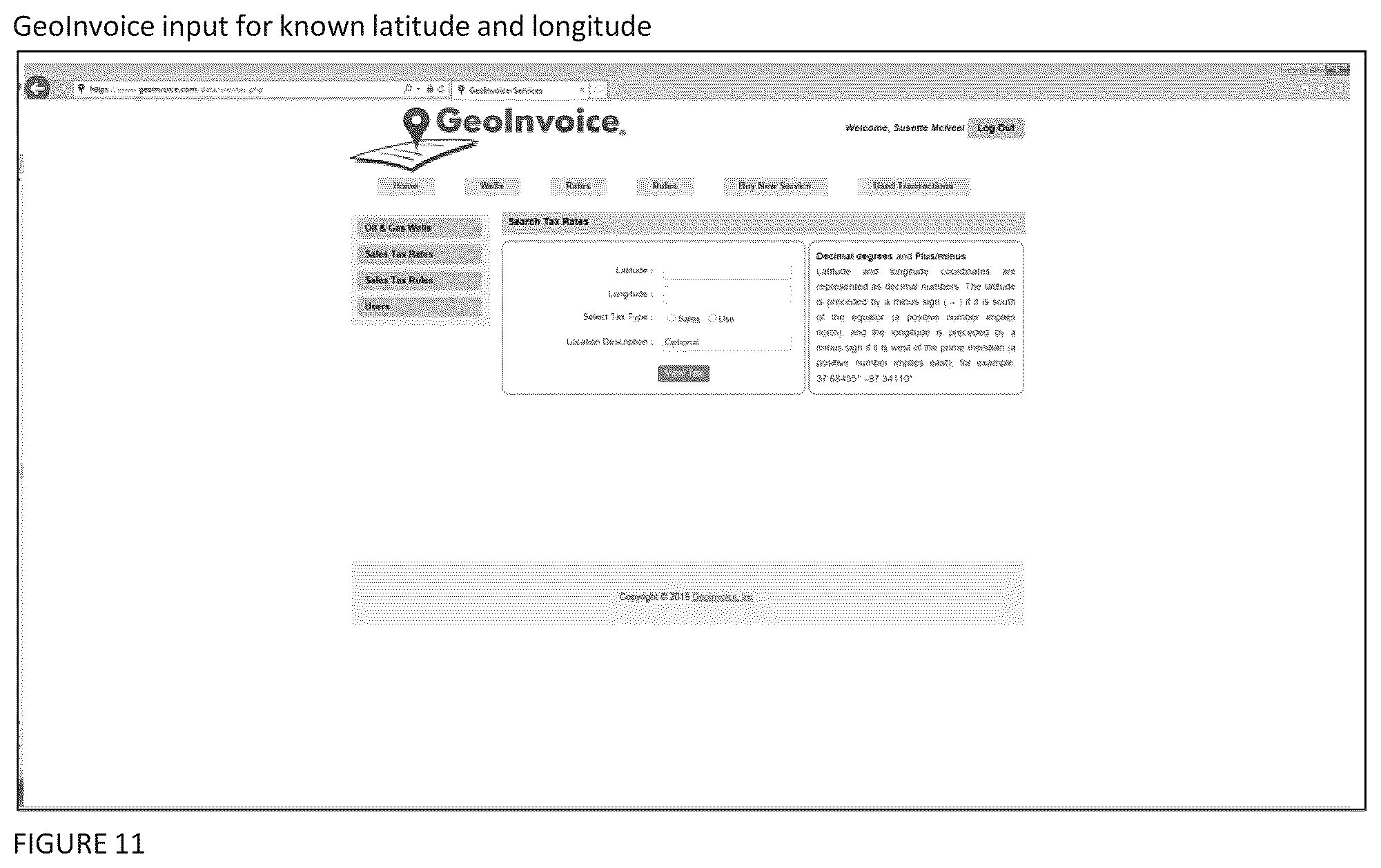 Patent US12165121 Figure 11 – Location based system and method for calculating sales and use tax