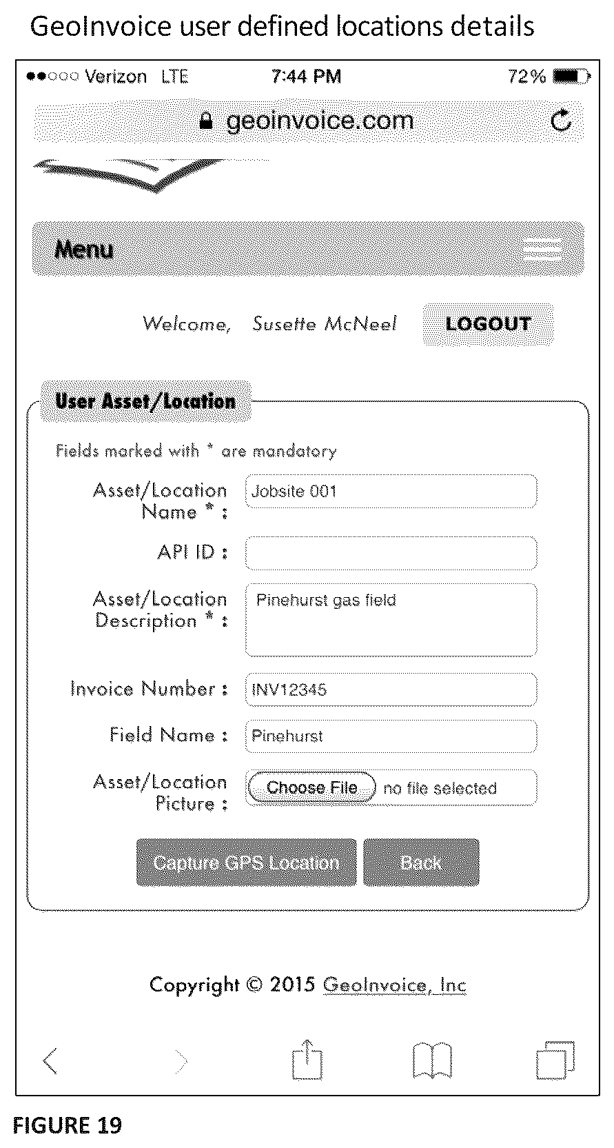 Patent US12165121 Figure 19 – Location based system and method for calculating sales and use tax