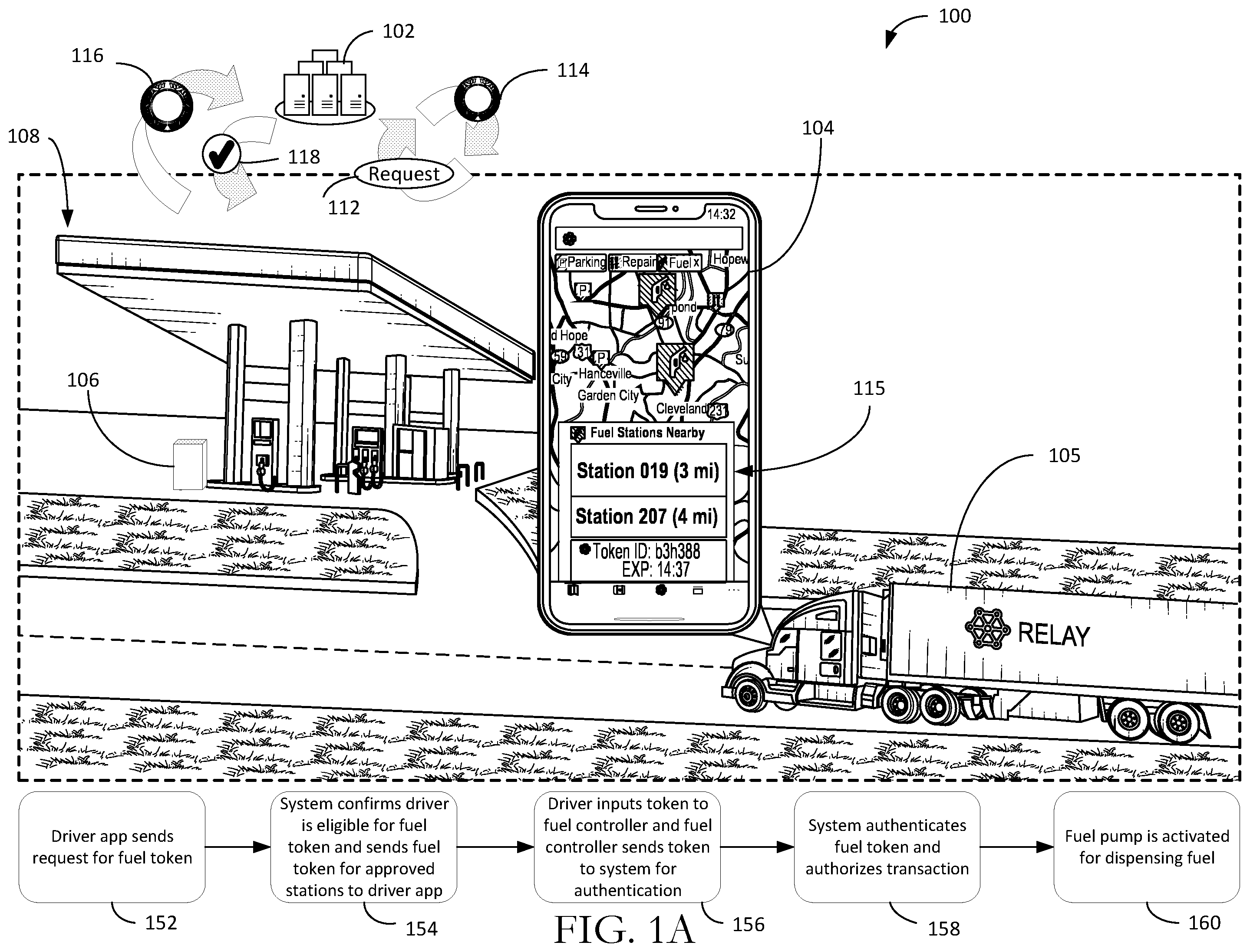 Patent US12165145 Figure 1 – Systems and methods for generating a one-time use token for item purchase