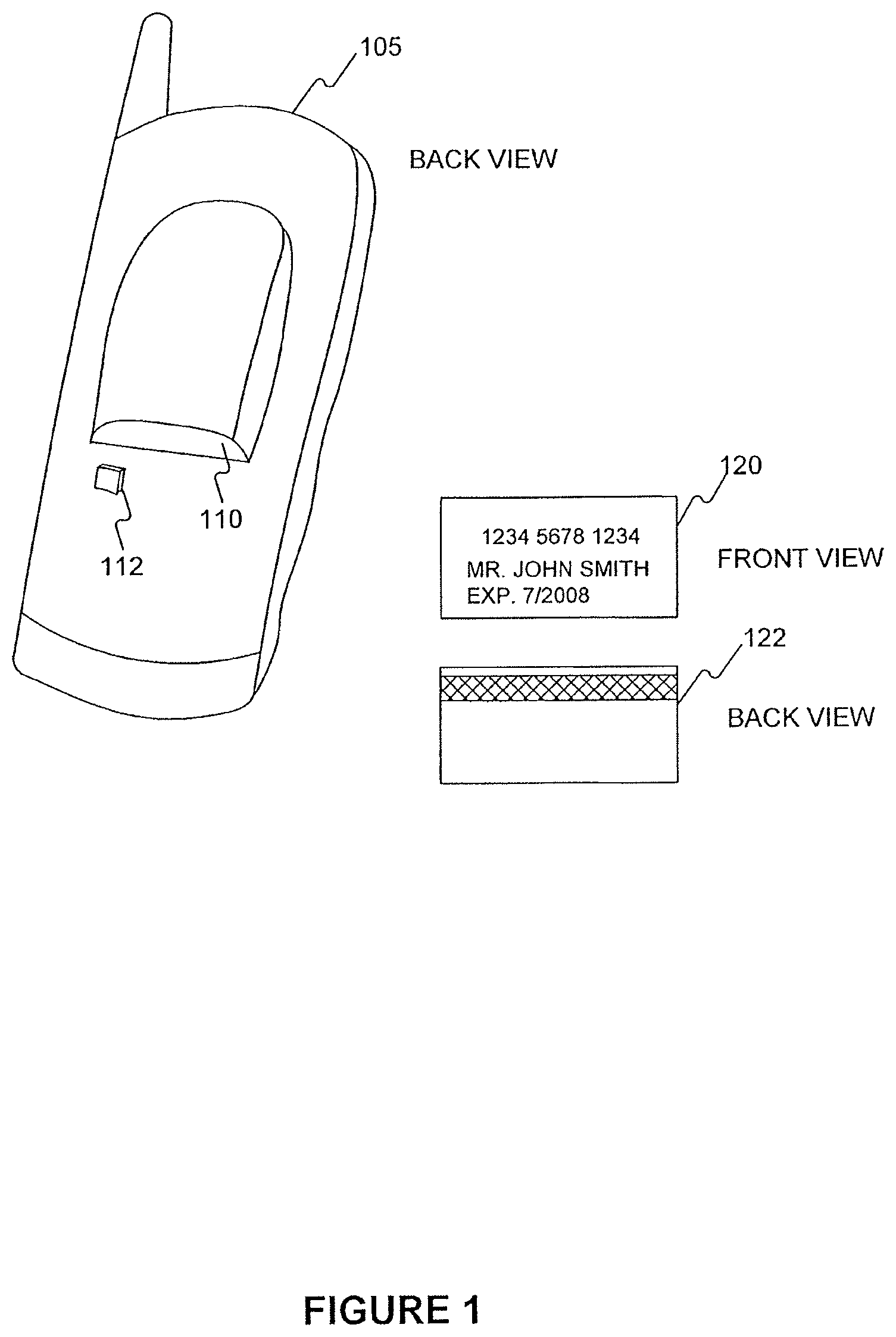 Patent US12165151 — Wireless devices for storing a financial account card and methods for storing card data in a wireless device — Figure 1