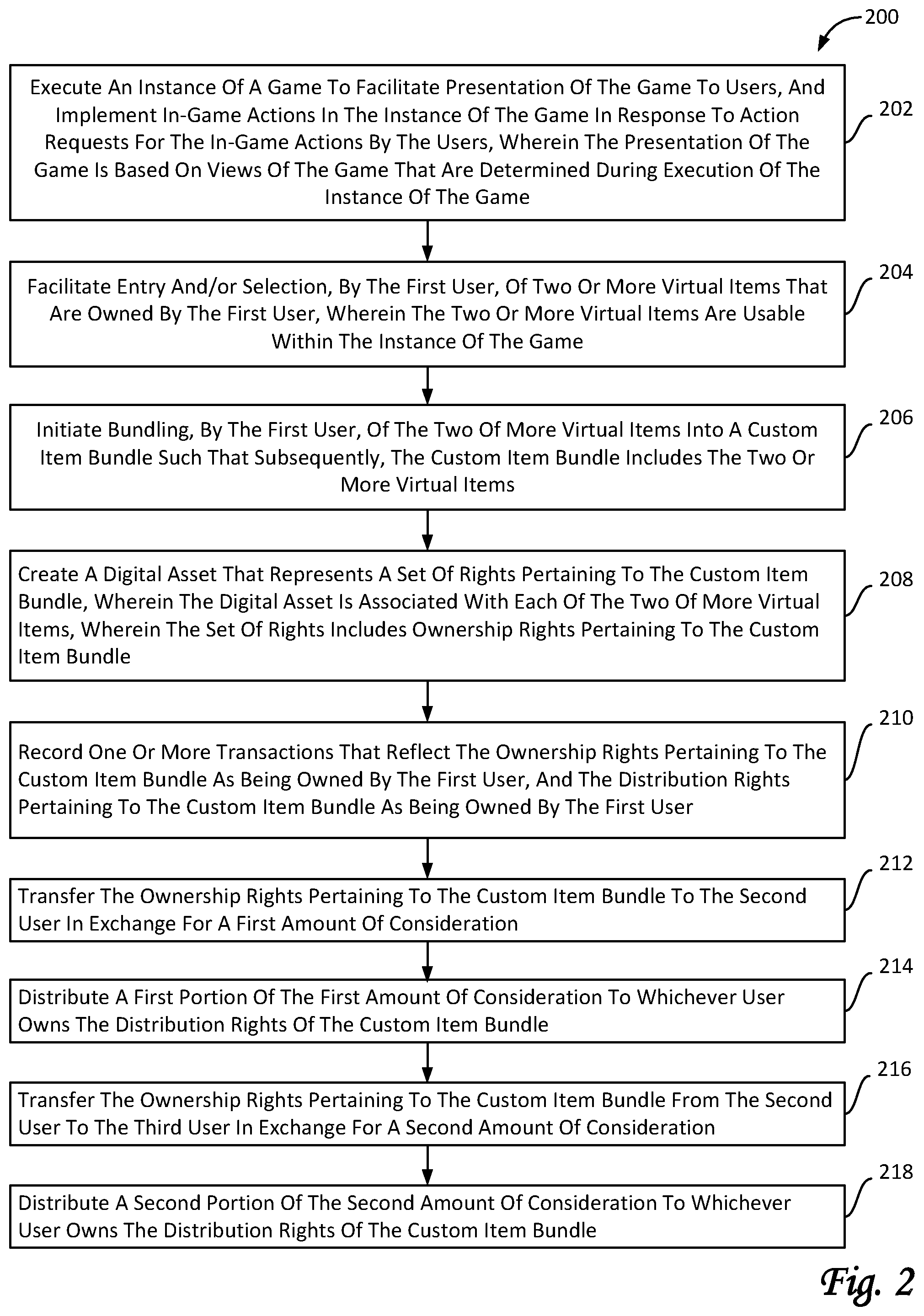 Patent US12165187 Figure 2 – Systems and methods to support custom bundling of virtual items within an online game