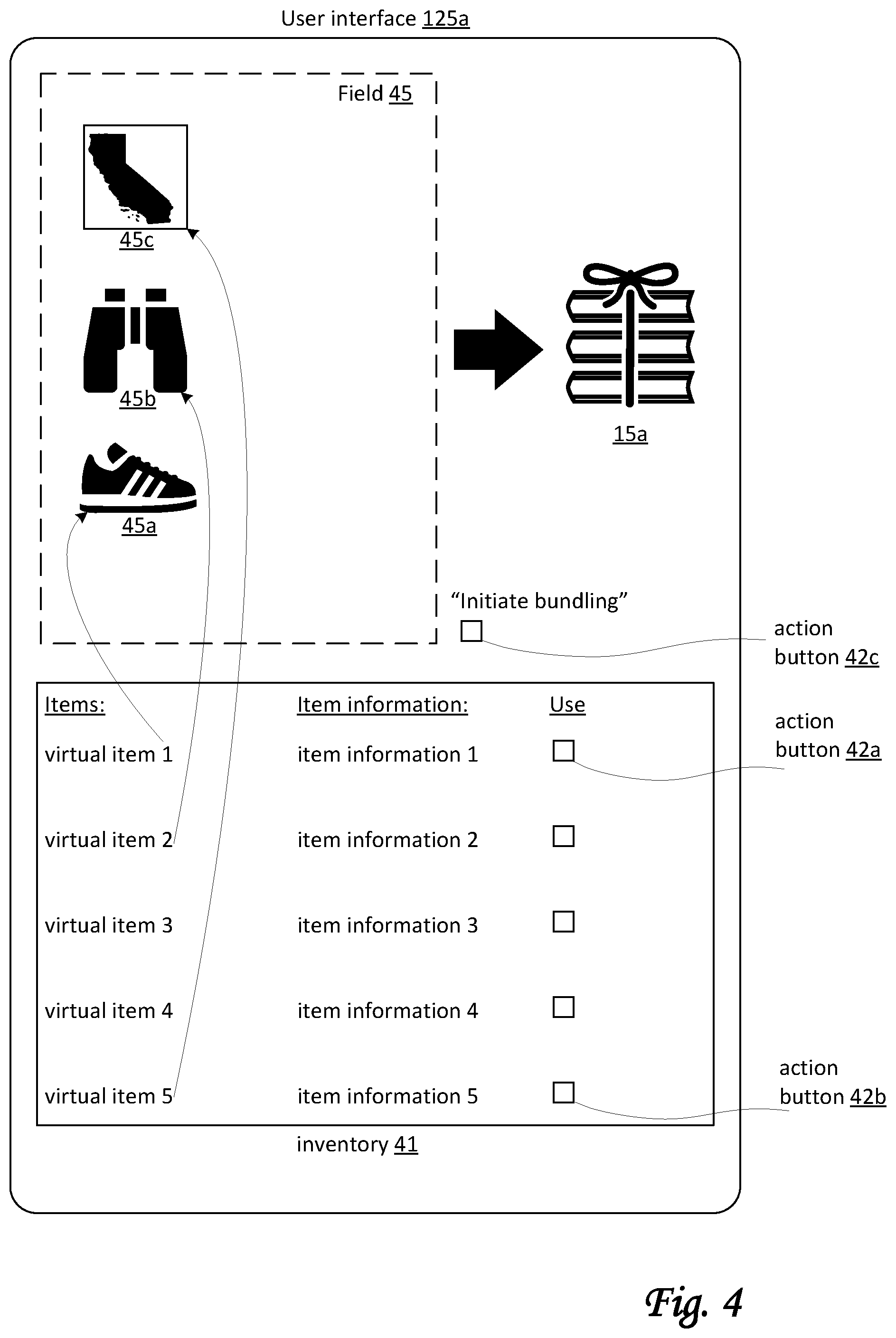 Patent US12165187 Figure 4 – Systems and methods to support custom bundling of virtual items within an online game